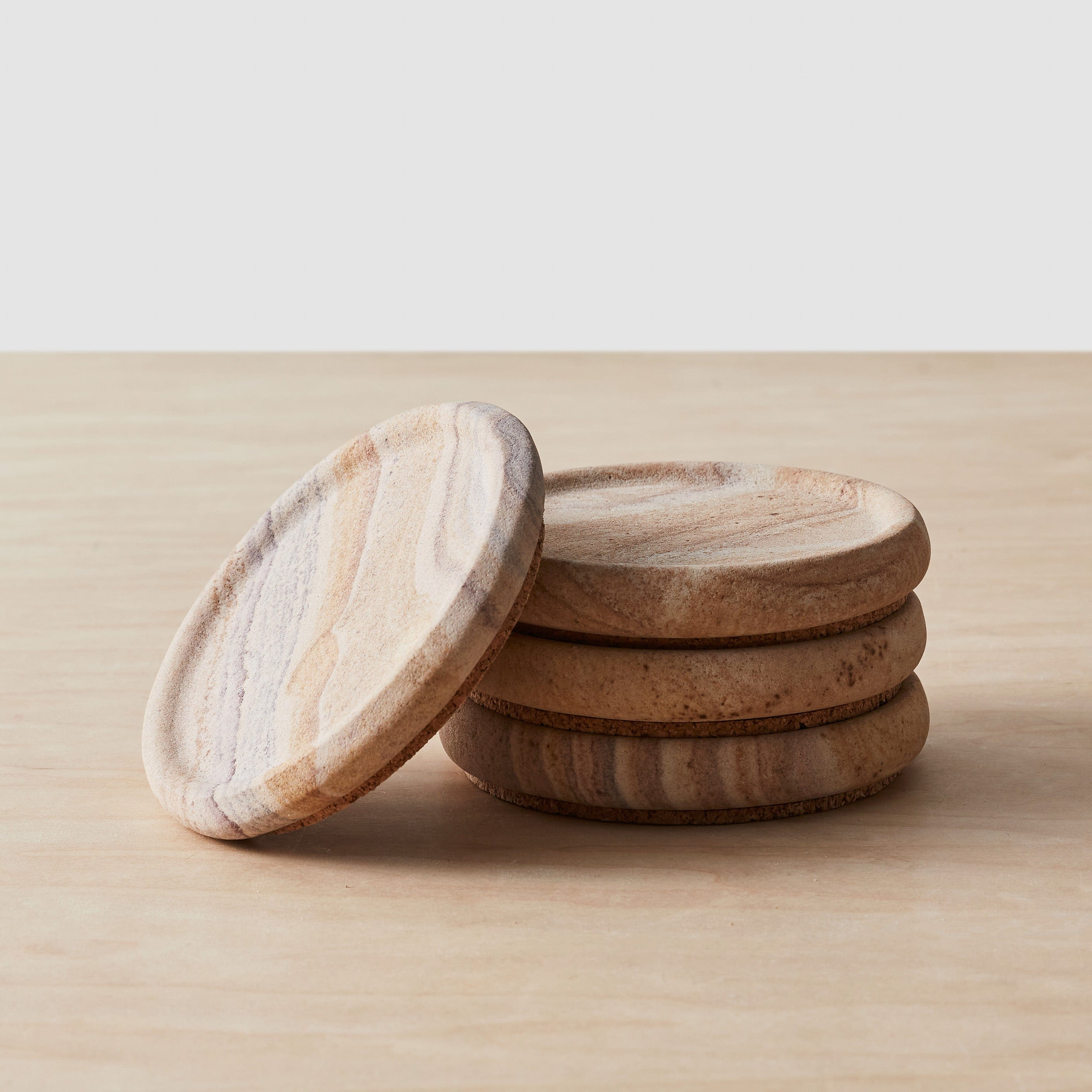 The Citizenry Eshana Sandstone Coasters | Tan - The Citizenry