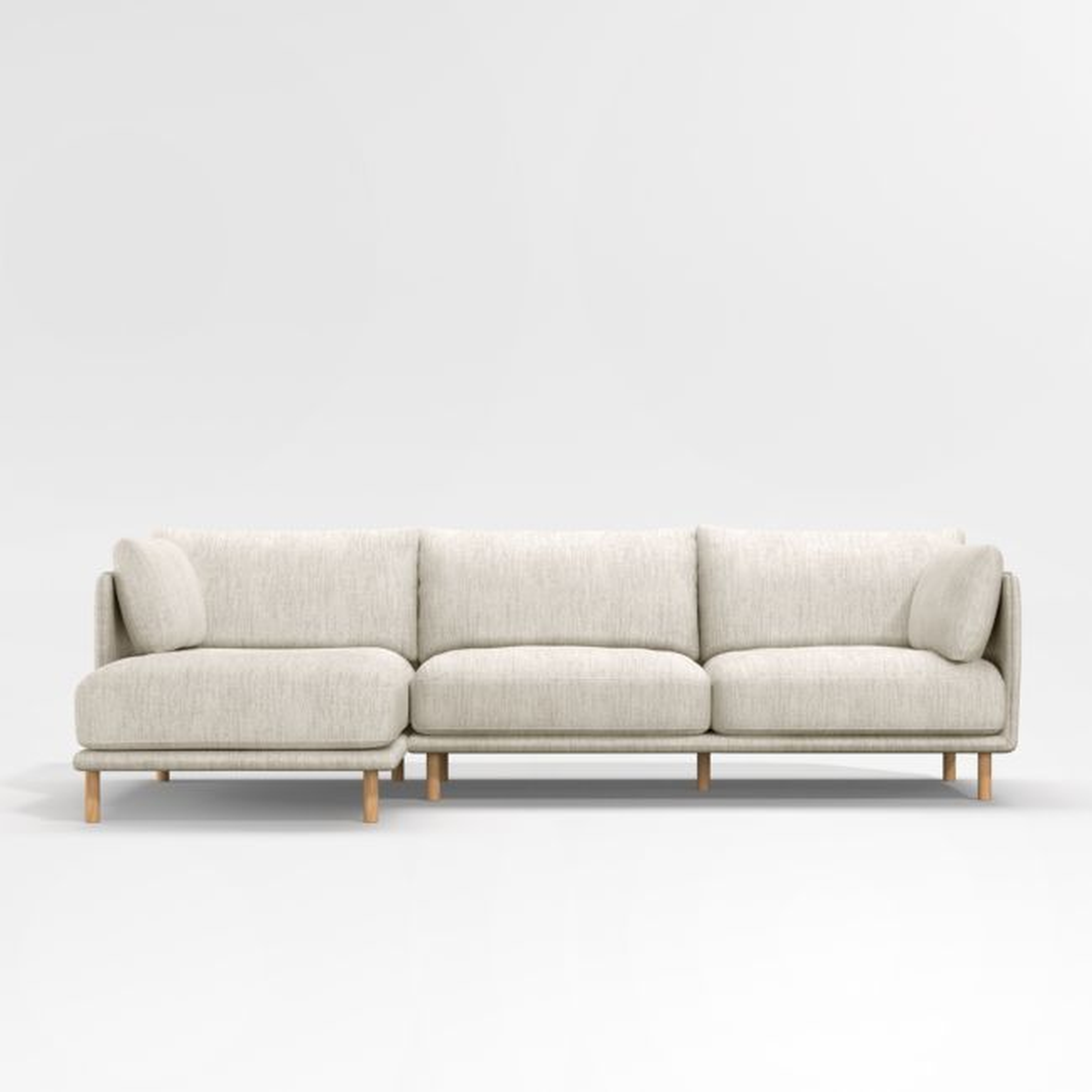 Wells 2-Piece Chaise Sectional with Natural Leg Finish, Tribute Gravel - Crate and Barrel