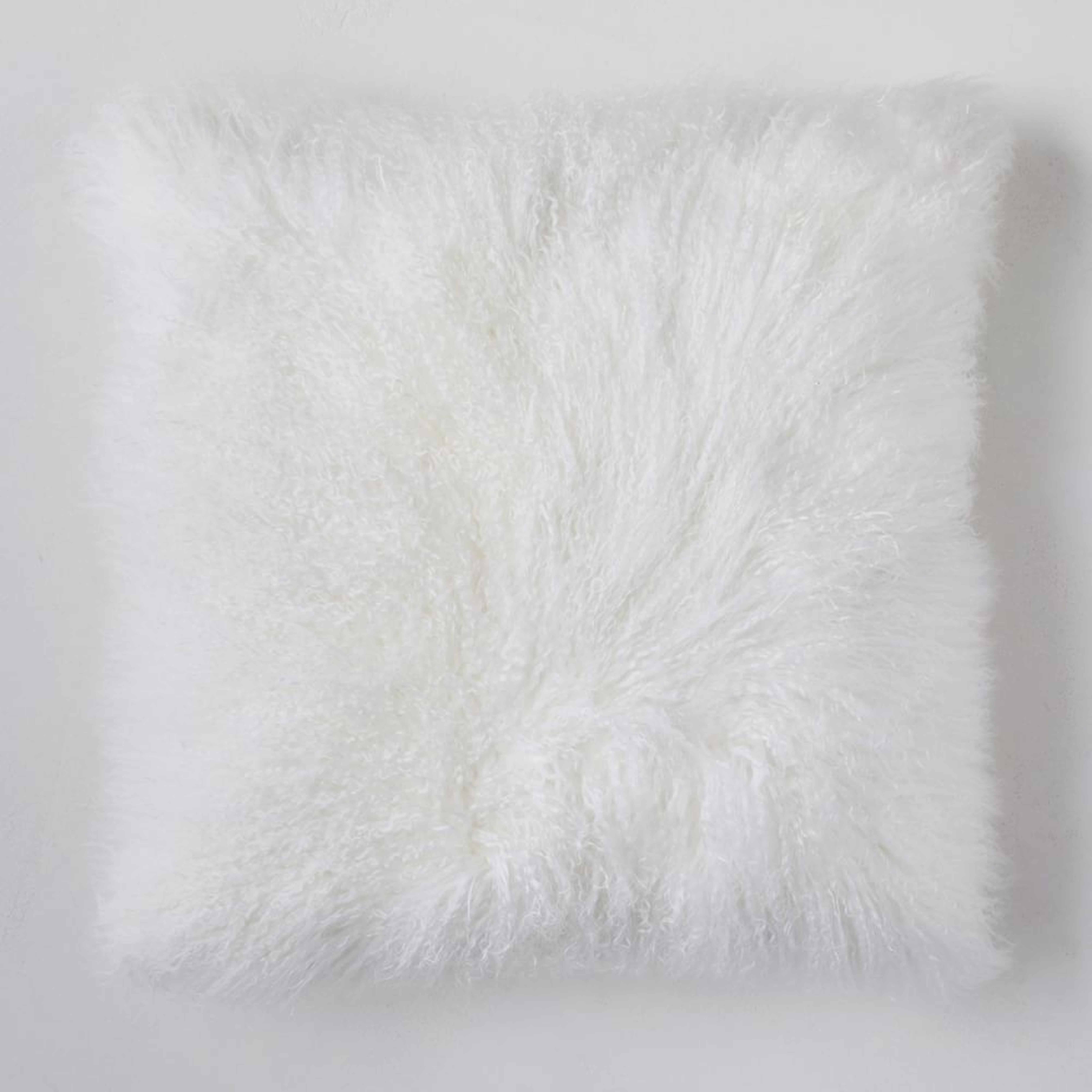 Mongolian Lamb Pillow Cover, 16"x16", White, Set of 2 - West Elm