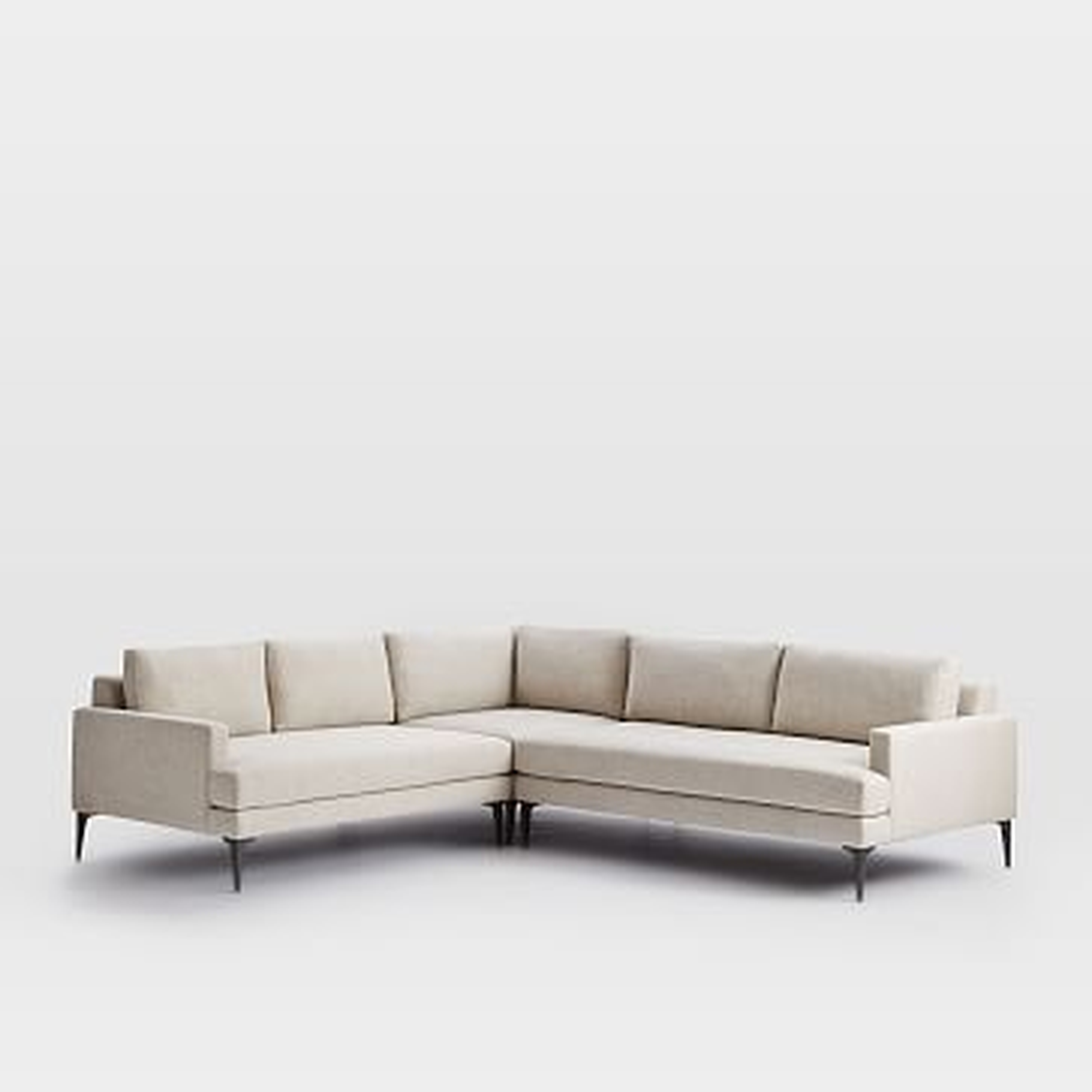 Andes Sectional Set 08: Left Arm 2 Seater Sofa, Corner, Right Arm 2.5 Seater Sofa, Poly , Twill, Dove, Dark Pewter - West Elm