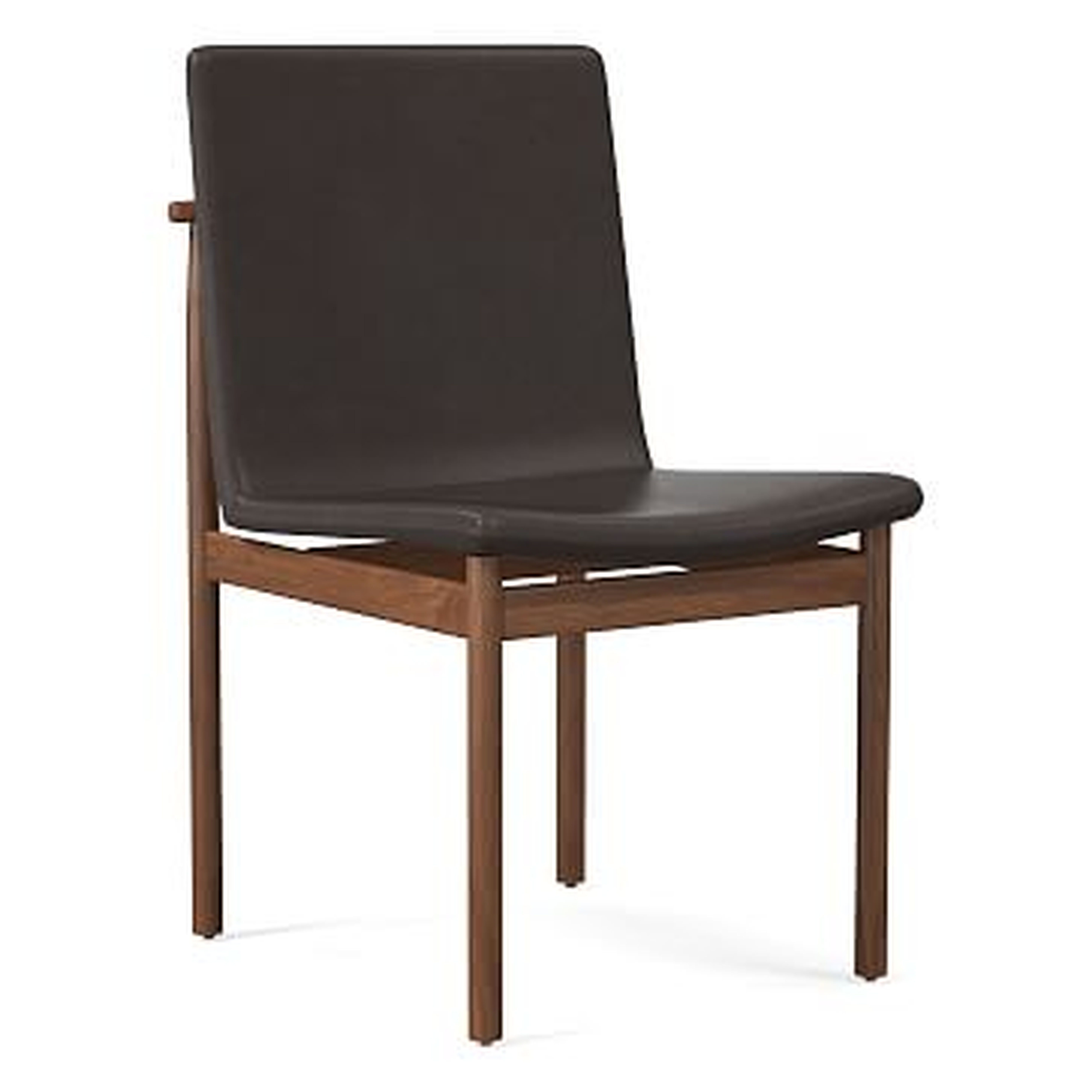 Framework Leather Dining Chair, Sauvage Leather, Walnut, Charcoal - West Elm