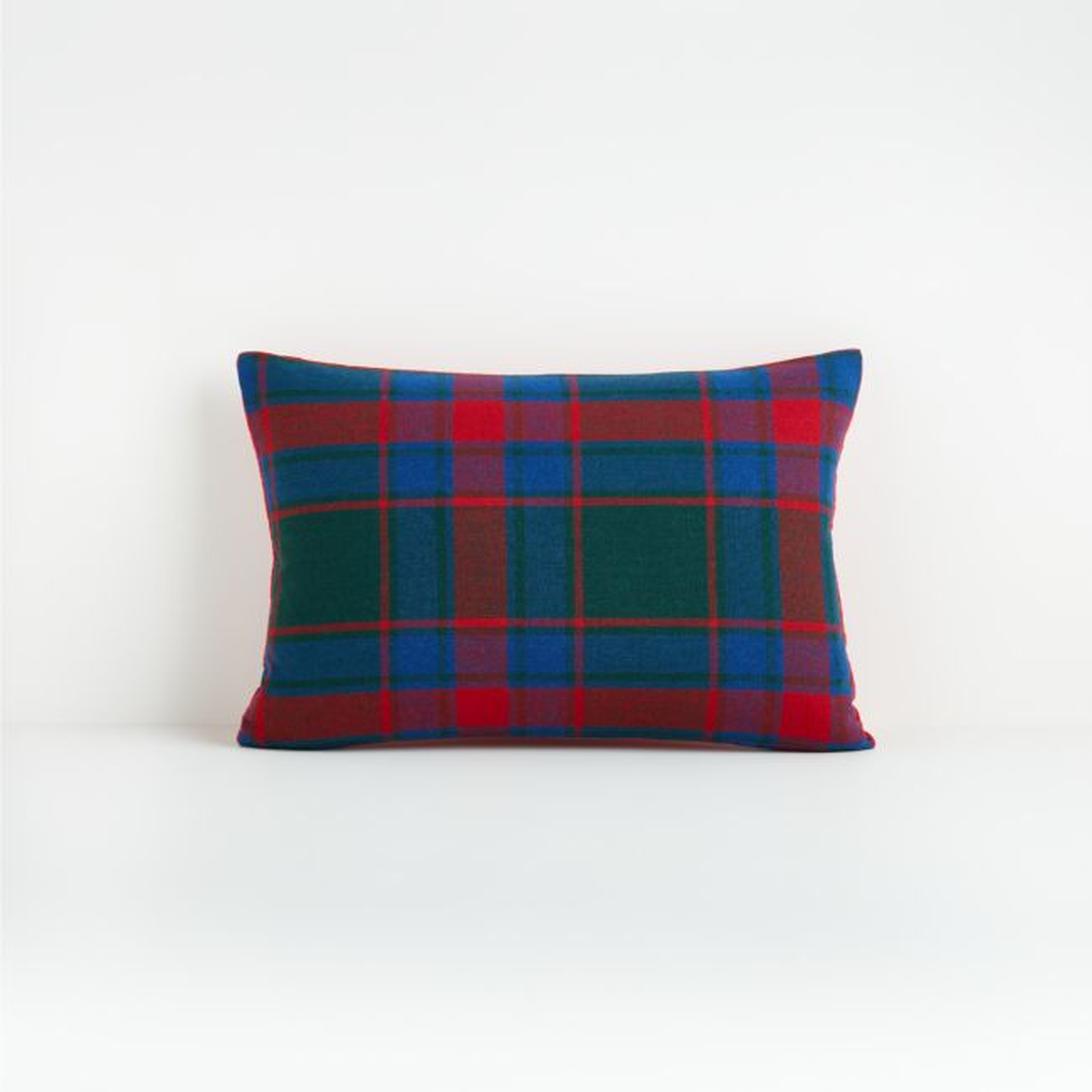 Dara 18"x12" Plaid Pillow with Feather-Down Insert - Crate and Barrel