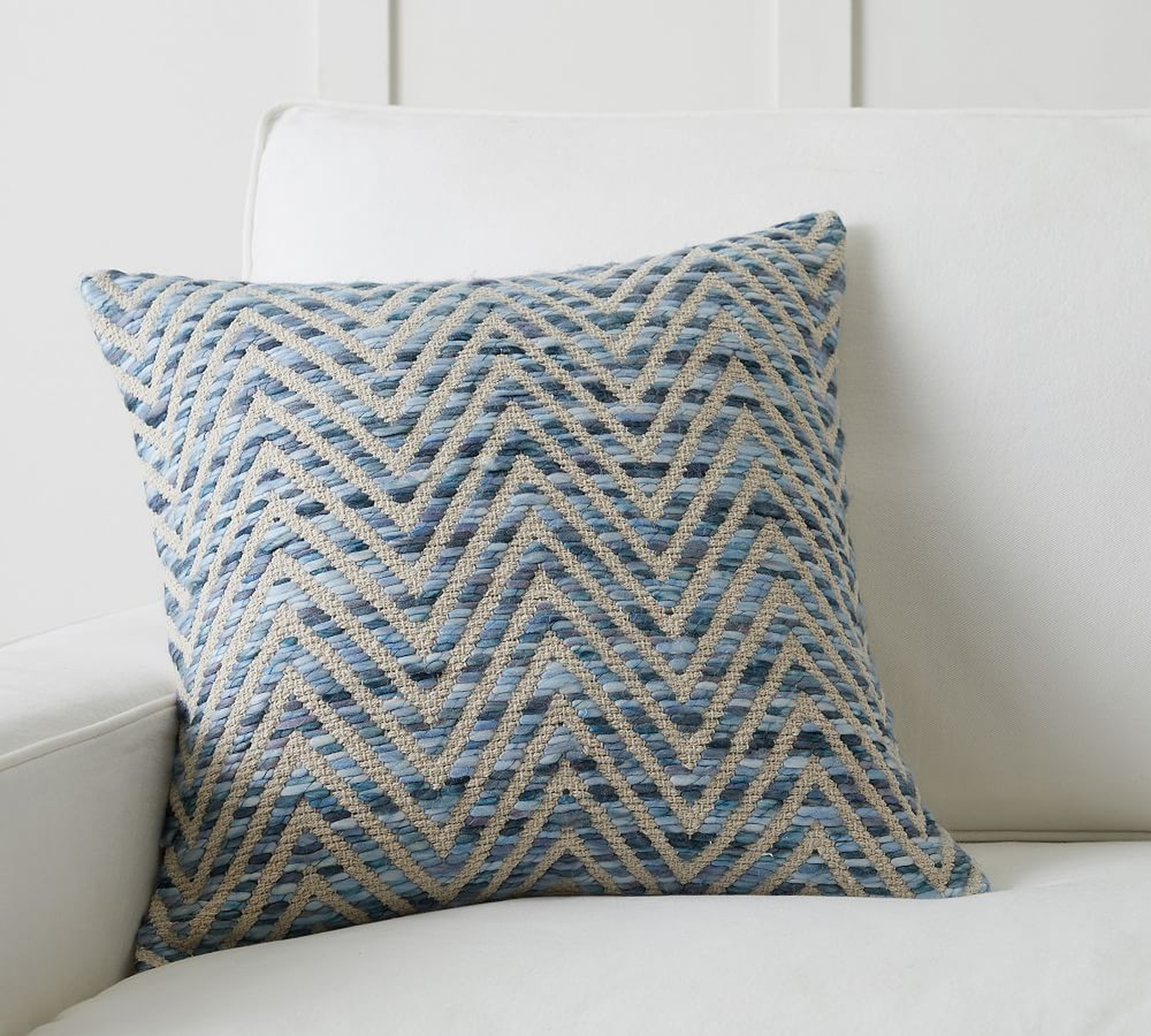 Ayden Textured Pillow Cover, 18", Blue - Pottery Barn