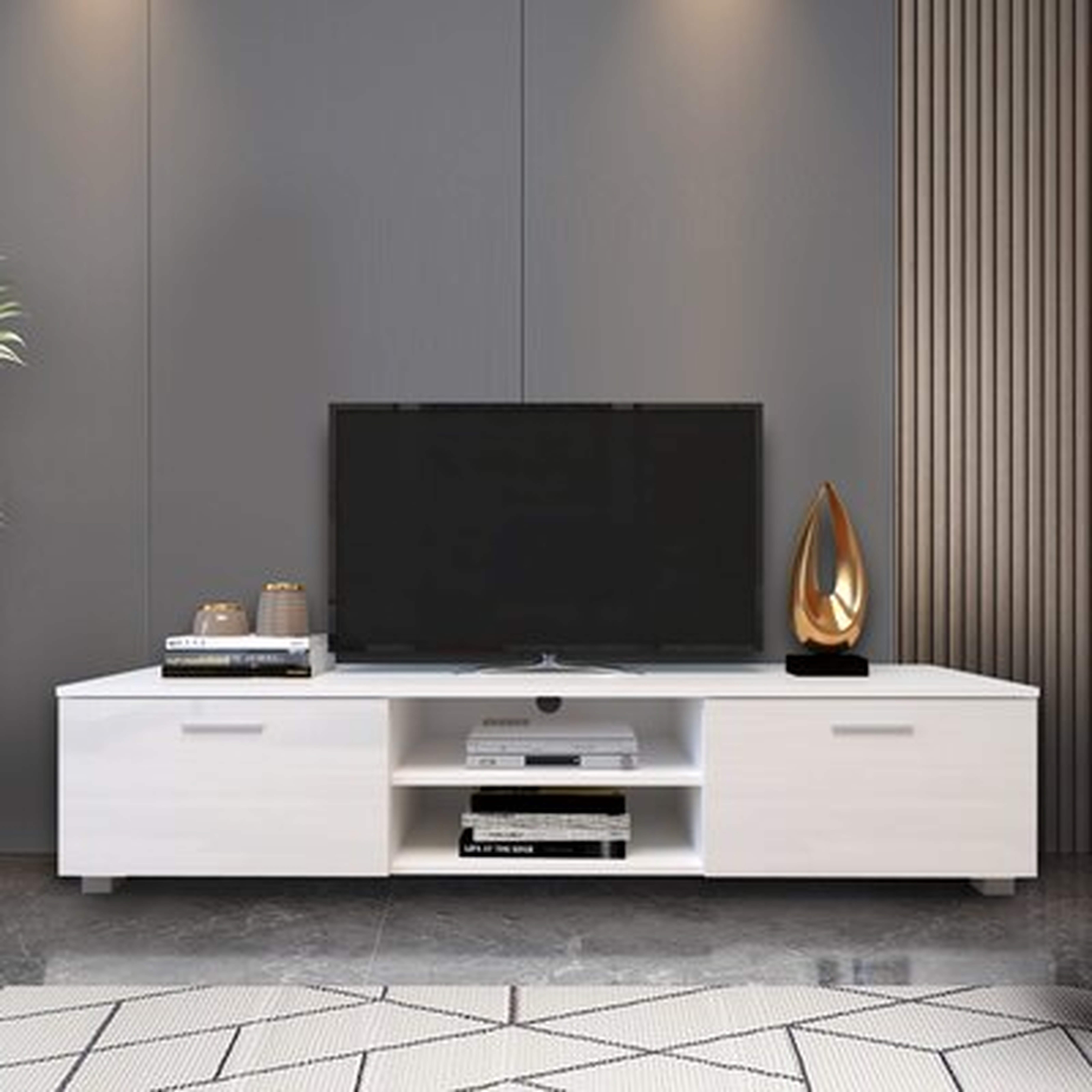 White TV Stand For 70 Inch TV Stands, Media Console Entertainment Center Television Table, 2 Storage Cabinet With Open Shelves For Living Room Bedroom - Wayfair