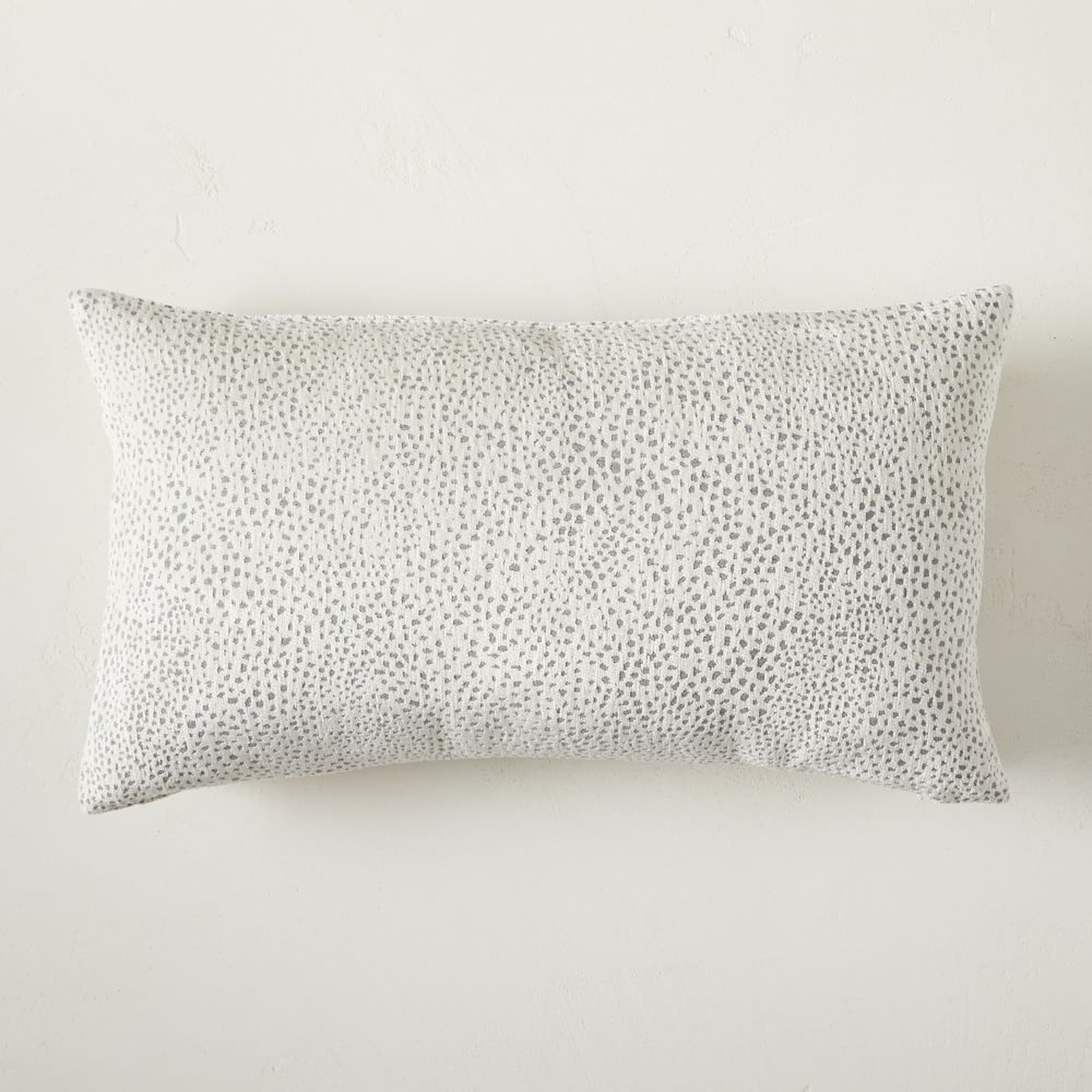 Dotted Chenille Jacquard Pillow Cover, 12"x21", White - West Elm