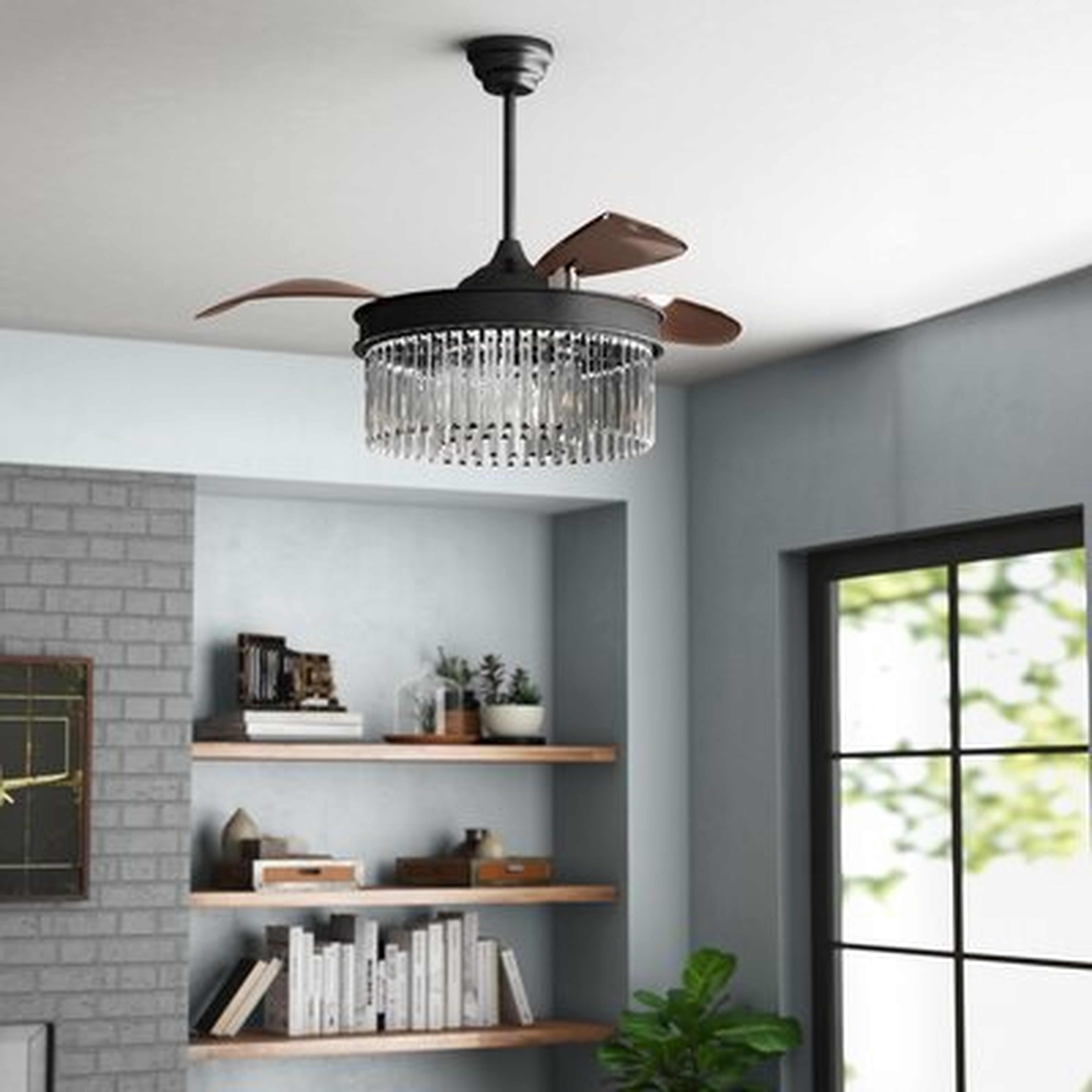 42" Schulze 3 - Blade Retractable Blades Ceiling Fan with Remote Control and Light Kit Included - Wayfair
