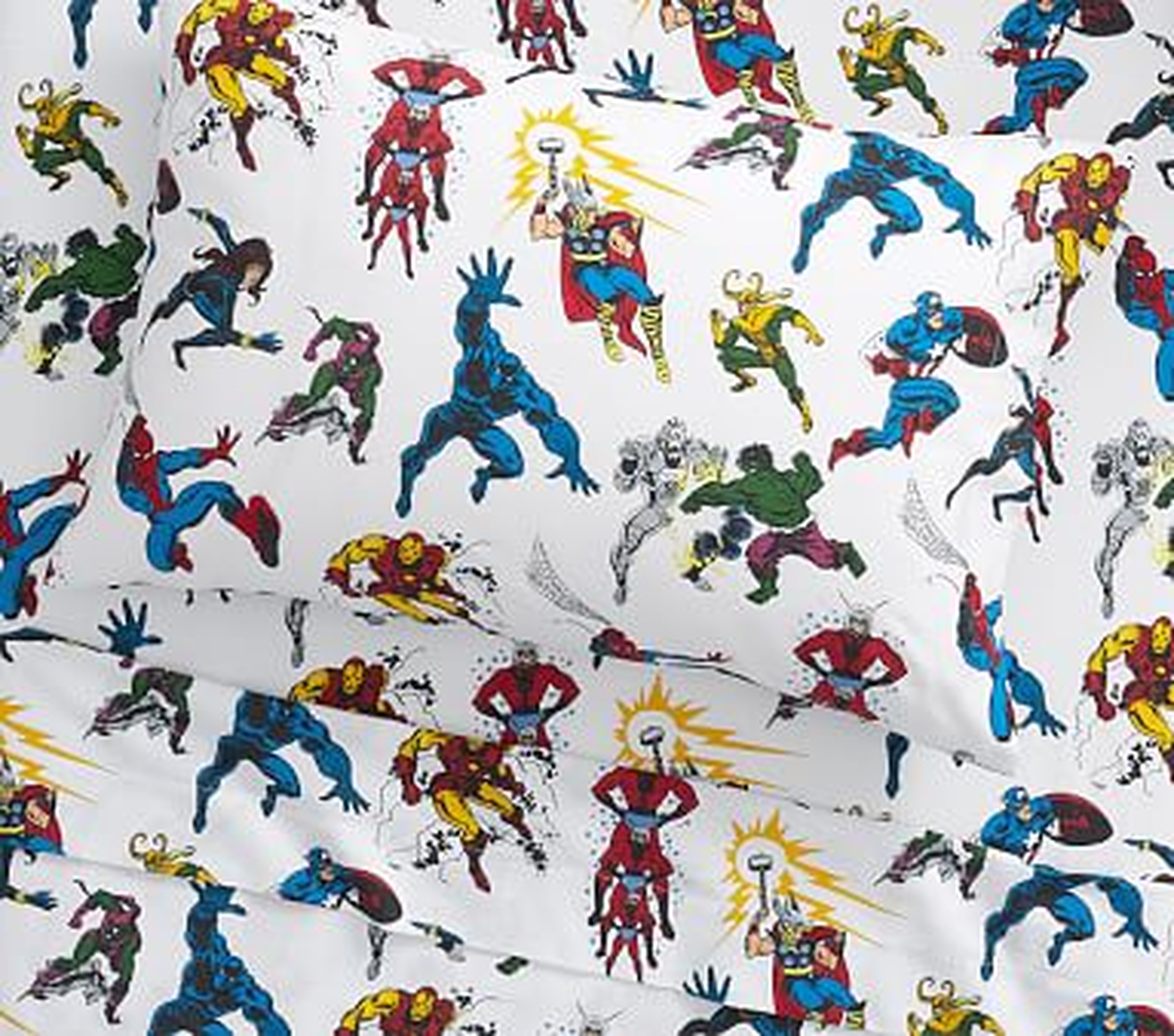 Glow-in-the-Dark Marvel Heroes Sheet Set, Sheet Set, Full, Multi - Pottery Barn Kids
