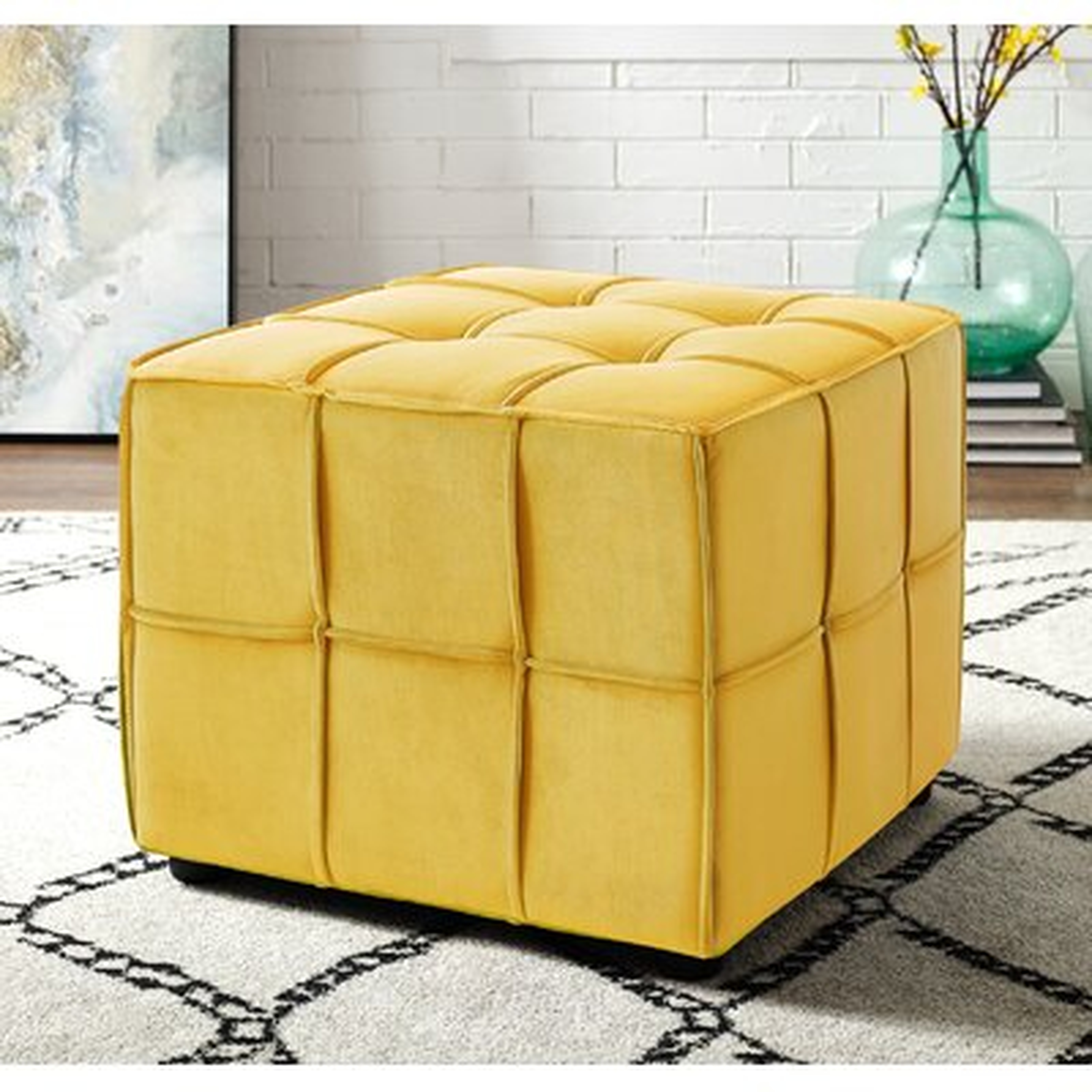 Margene 22" Wide Velvet Tufted Square Cube Ottoman - Wayfair