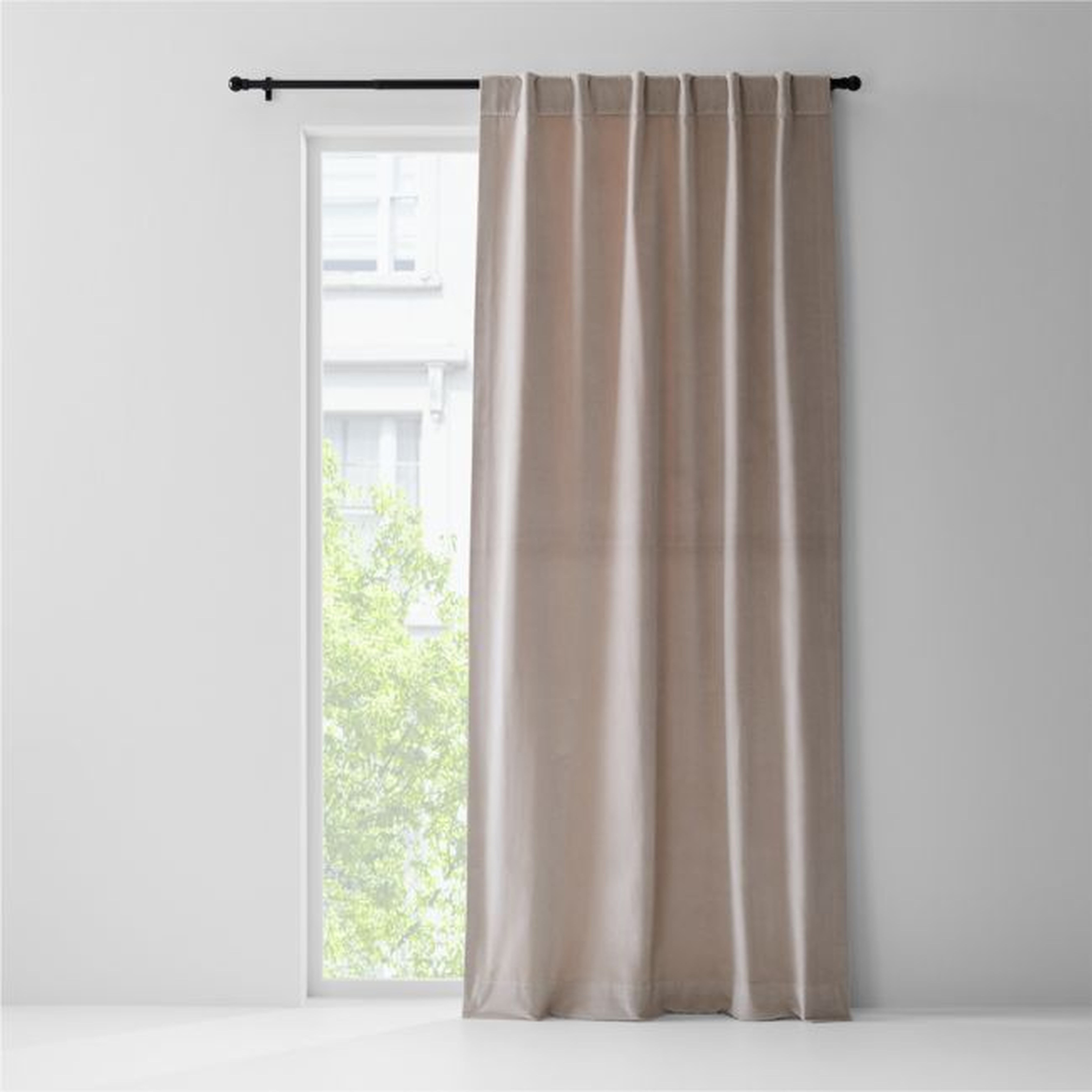 Warm Beige Cotton Velvet Window Curtain Panel with Lining 48"x84" - Crate and Barrel