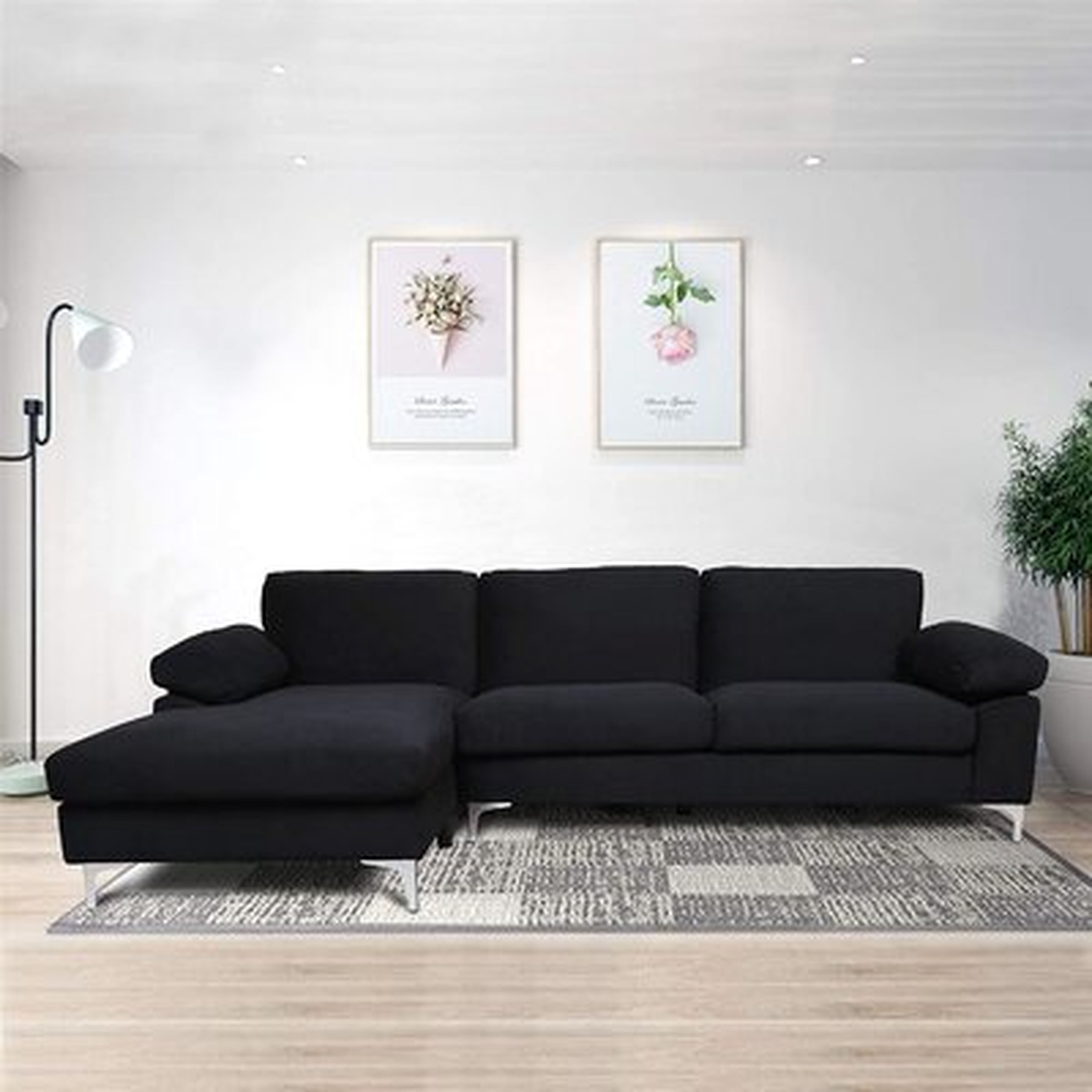 Ivy Bronx Black Polyester Sectional Sofa Left Facing Chaise - Wayfair
