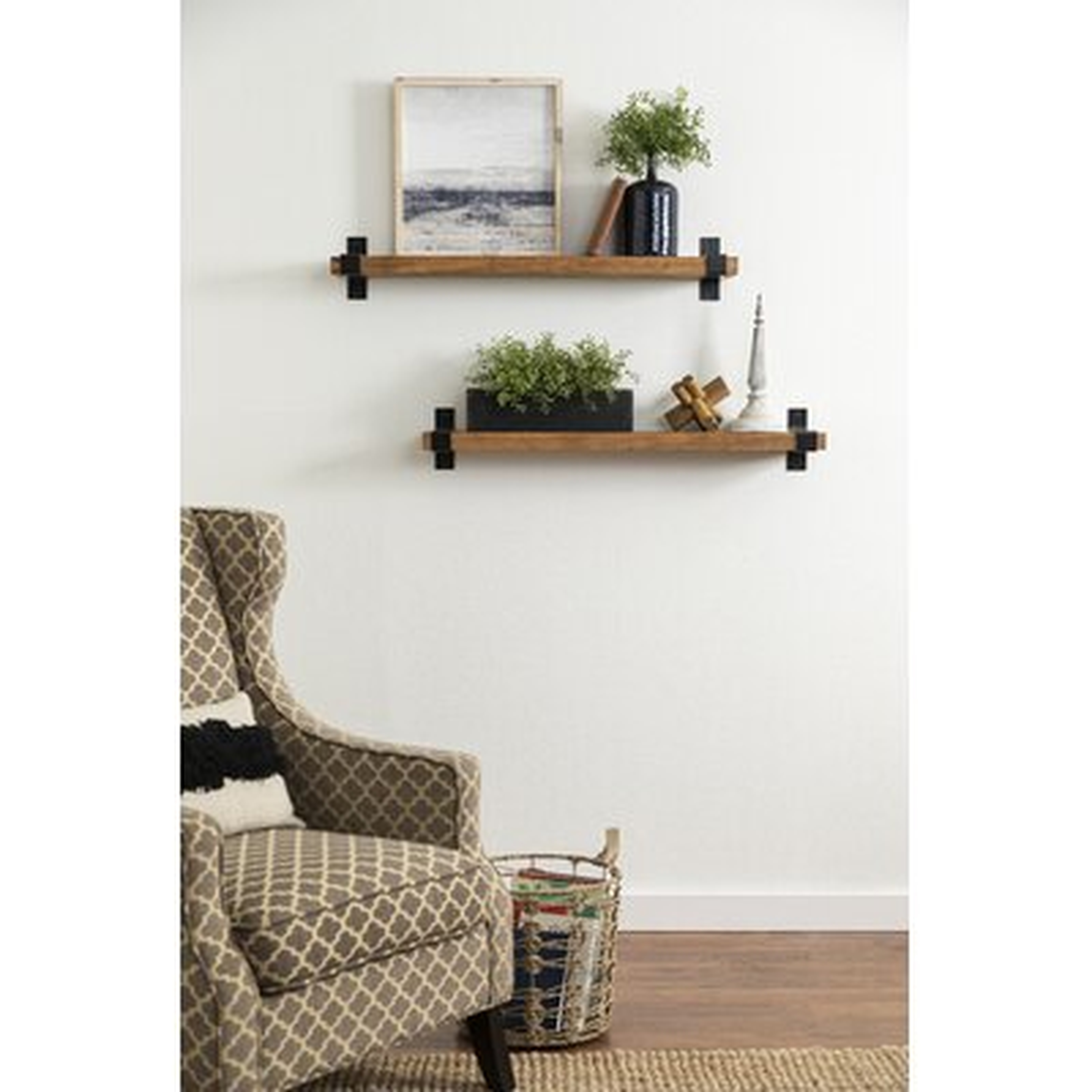 Abasi 2 Piece Pine Solid Wood Bracket Shelf - Wayfair
