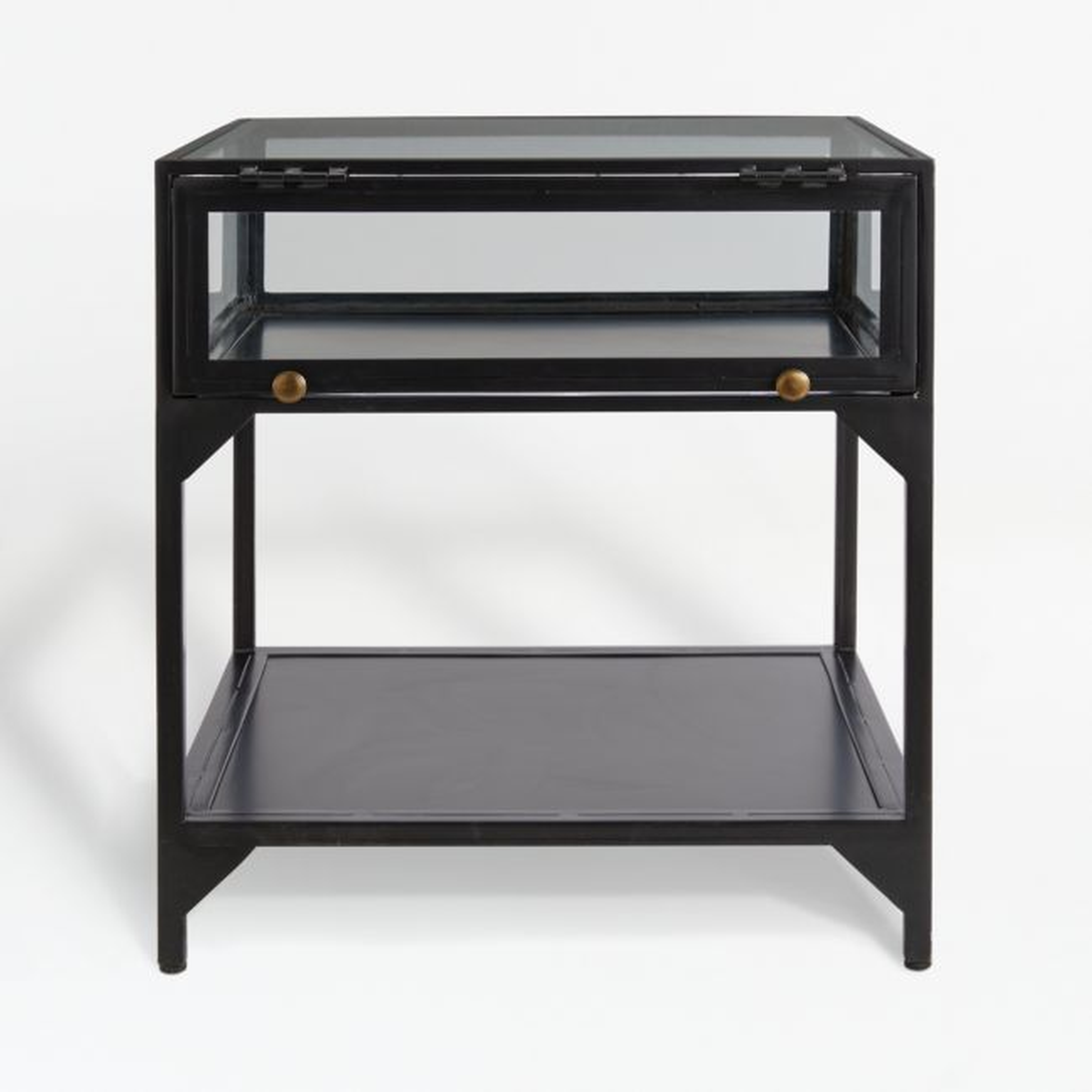 Ventana Black Glass Display End Table with Shelf - Crate and Barrel