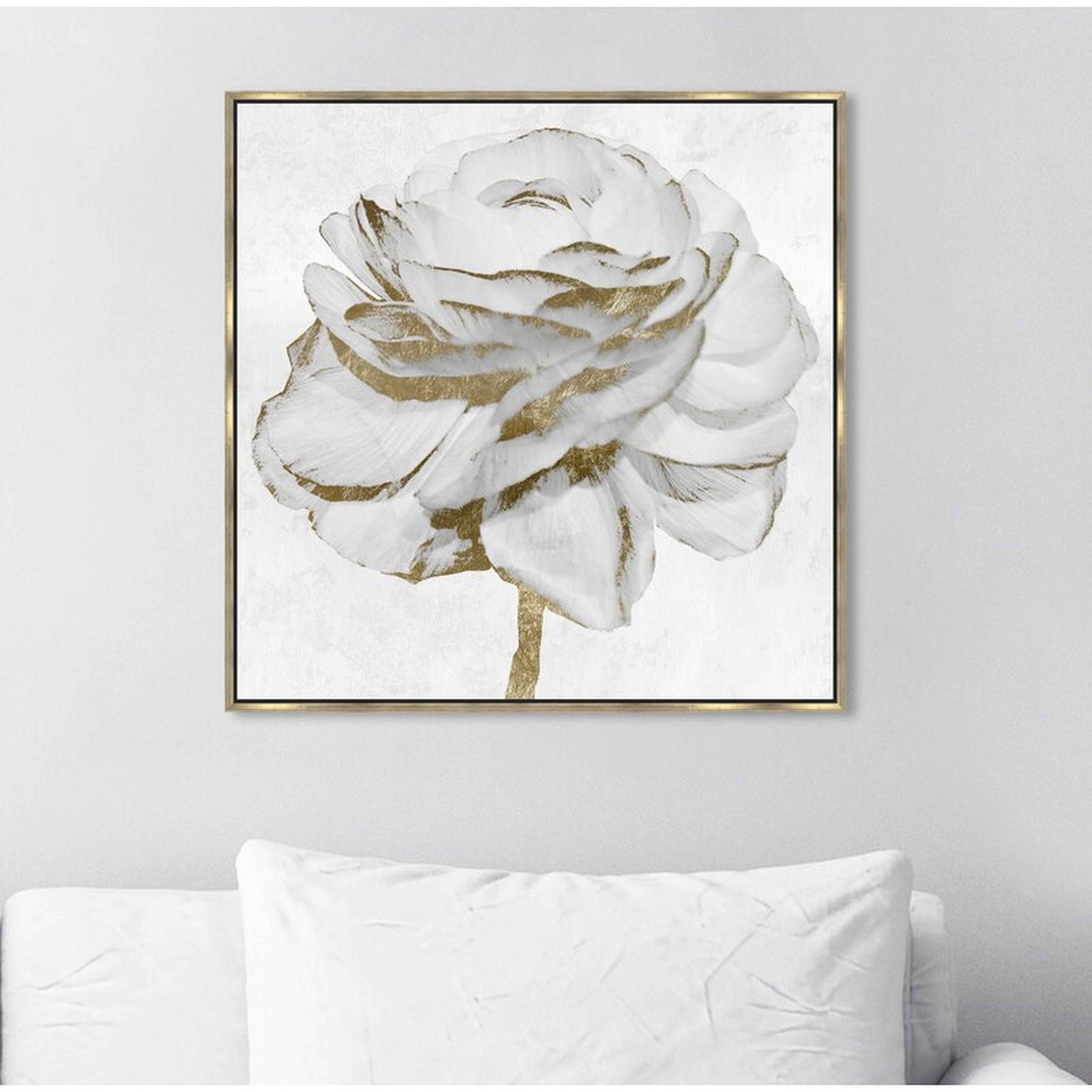 Oliver Gal Signature 'White Gold Peony' Graphic Art Print on Wrapped Canvas Size: 24" H x 24" W x 1.5" D - Perigold
