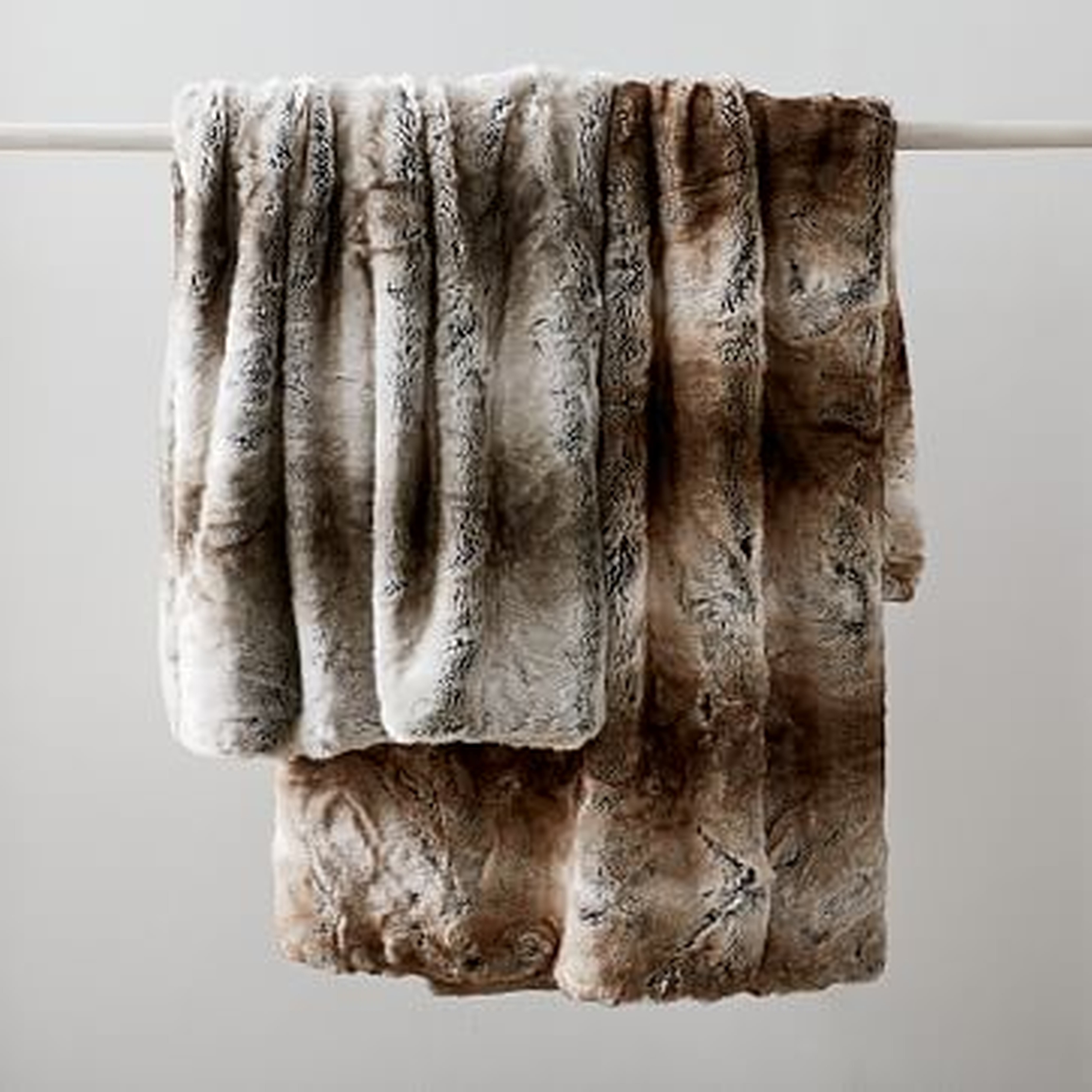 Faux Fur Ombre Throw, 47"x60", Feather Gray - West Elm