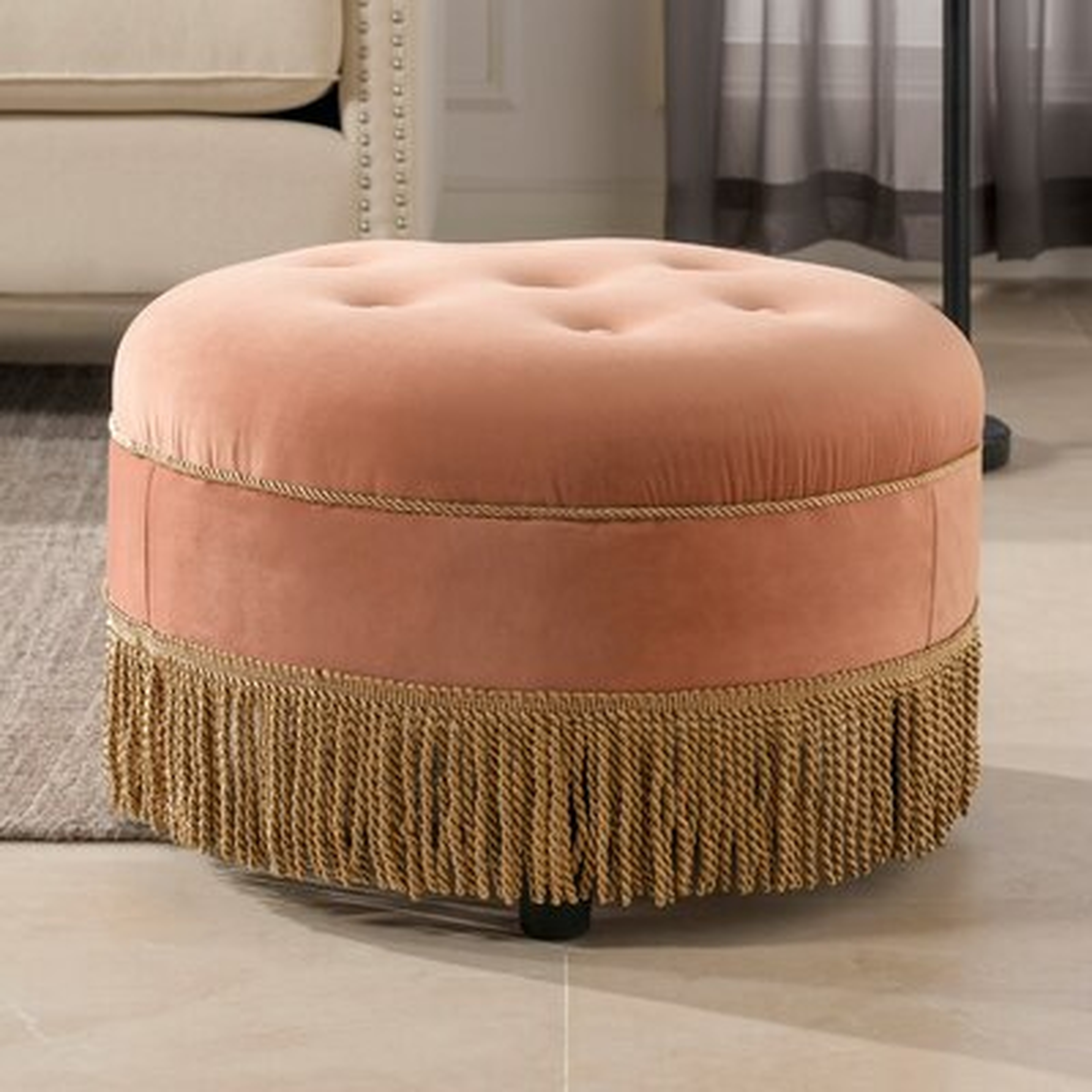 Opehlia 24" Wide Tufted Round Cocktail Ottoman - Wayfair