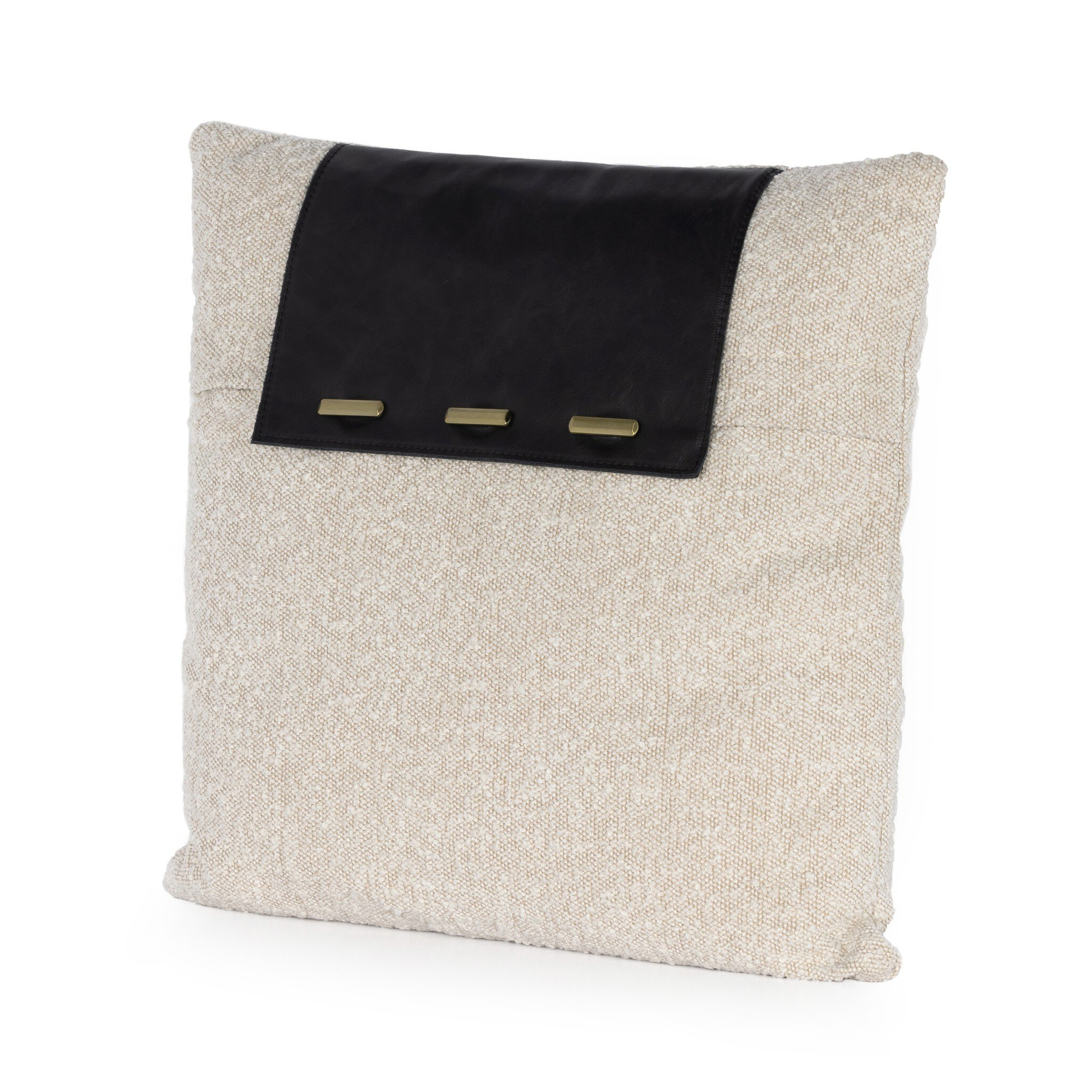 Boucle and Leather Pillow - Knoll Natural - Four Hands