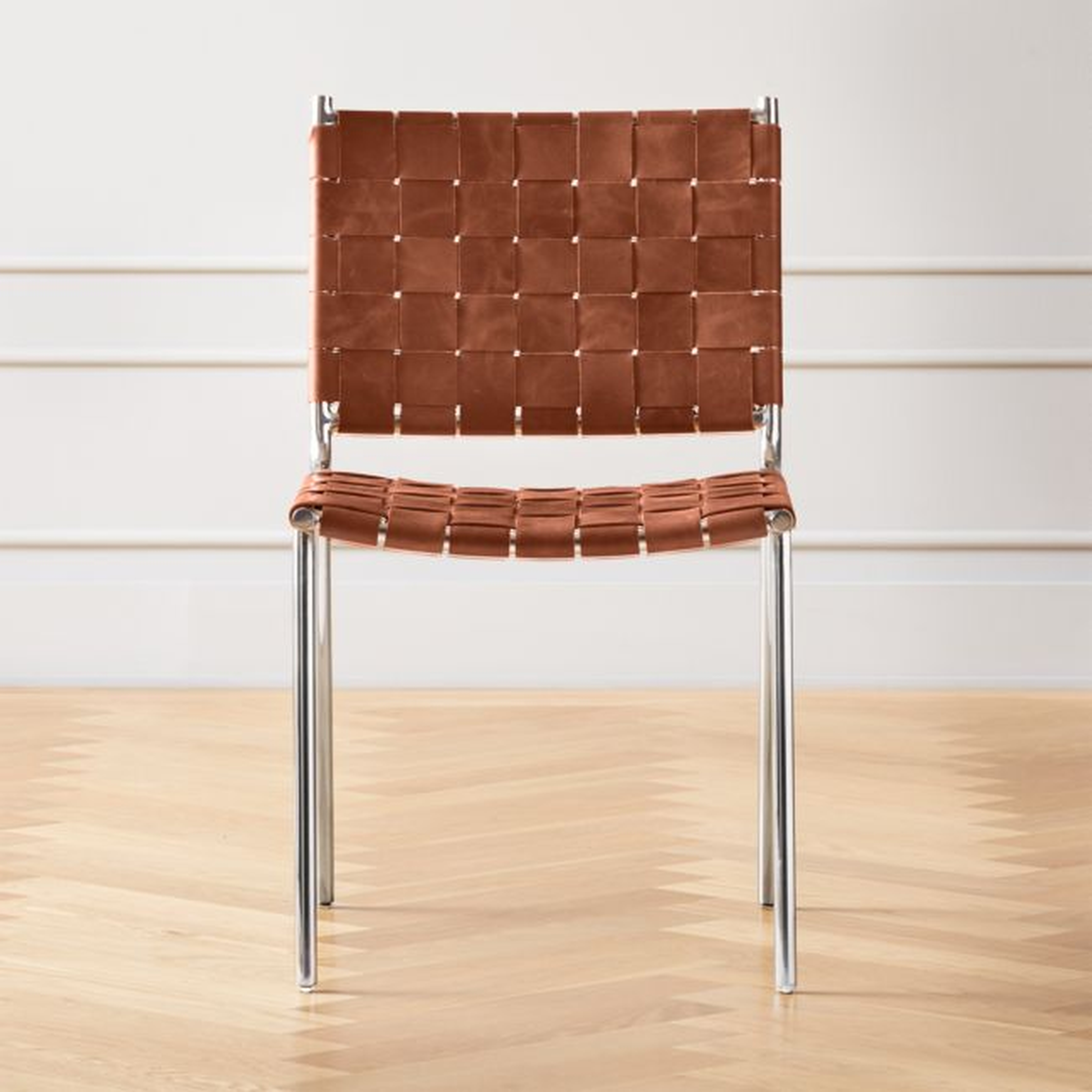 Woven Brown Leather Chair - CB2