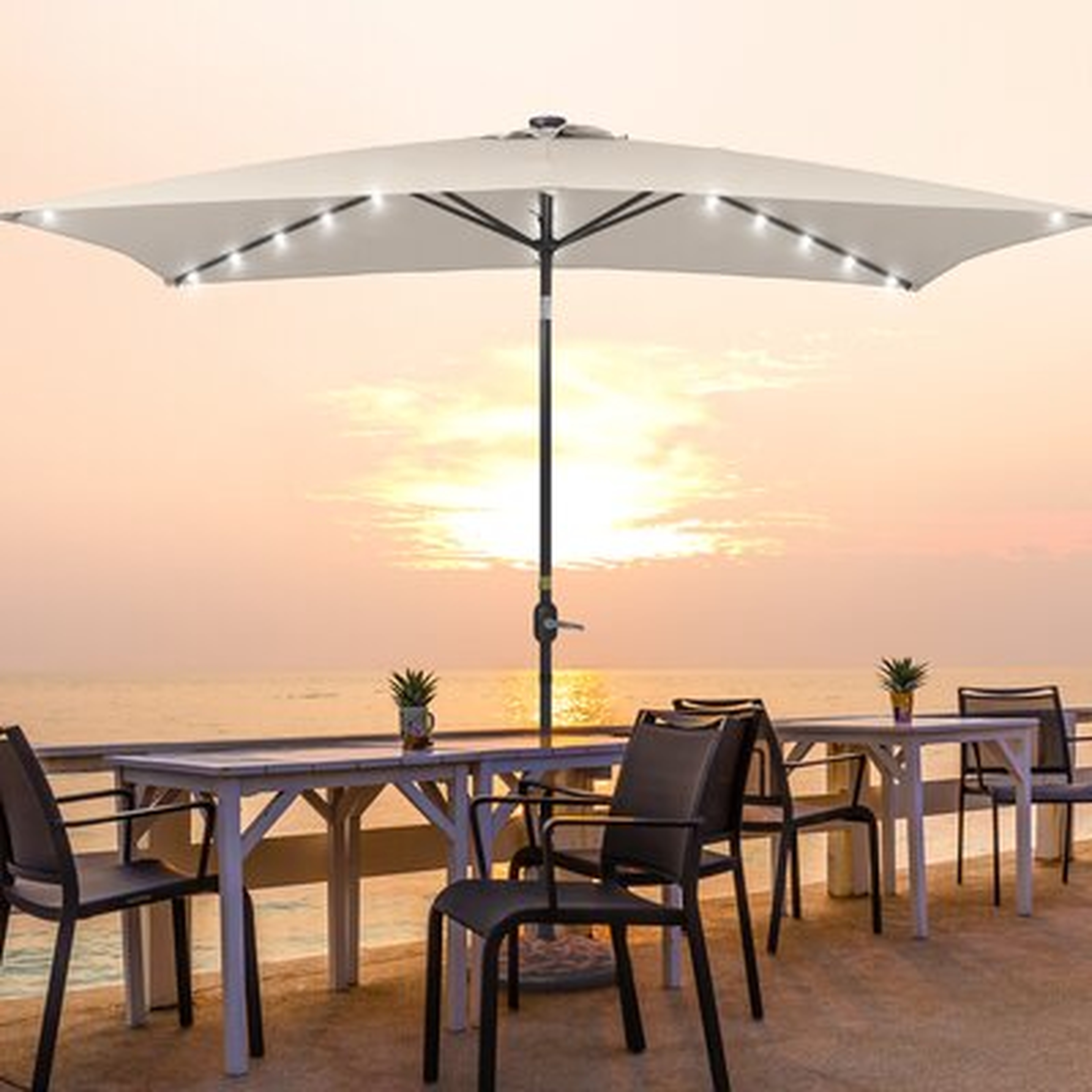 Doralice 120'' x 78'' Rectangular Lighted Market Umbrella - Wayfair