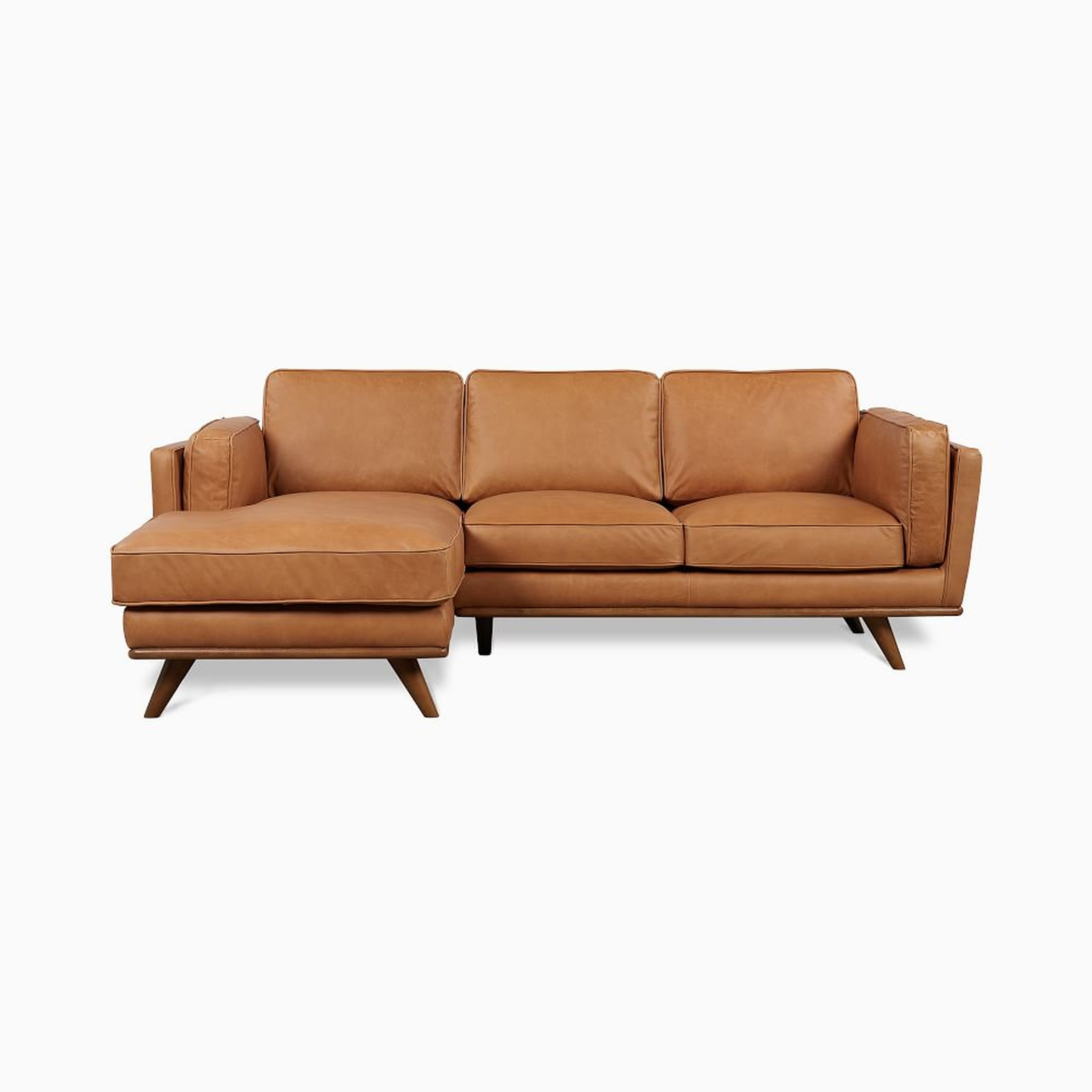 Zander 94" Left 2-Piece Chaise Sectional, Charme Leather, Tan, Almond - West Elm