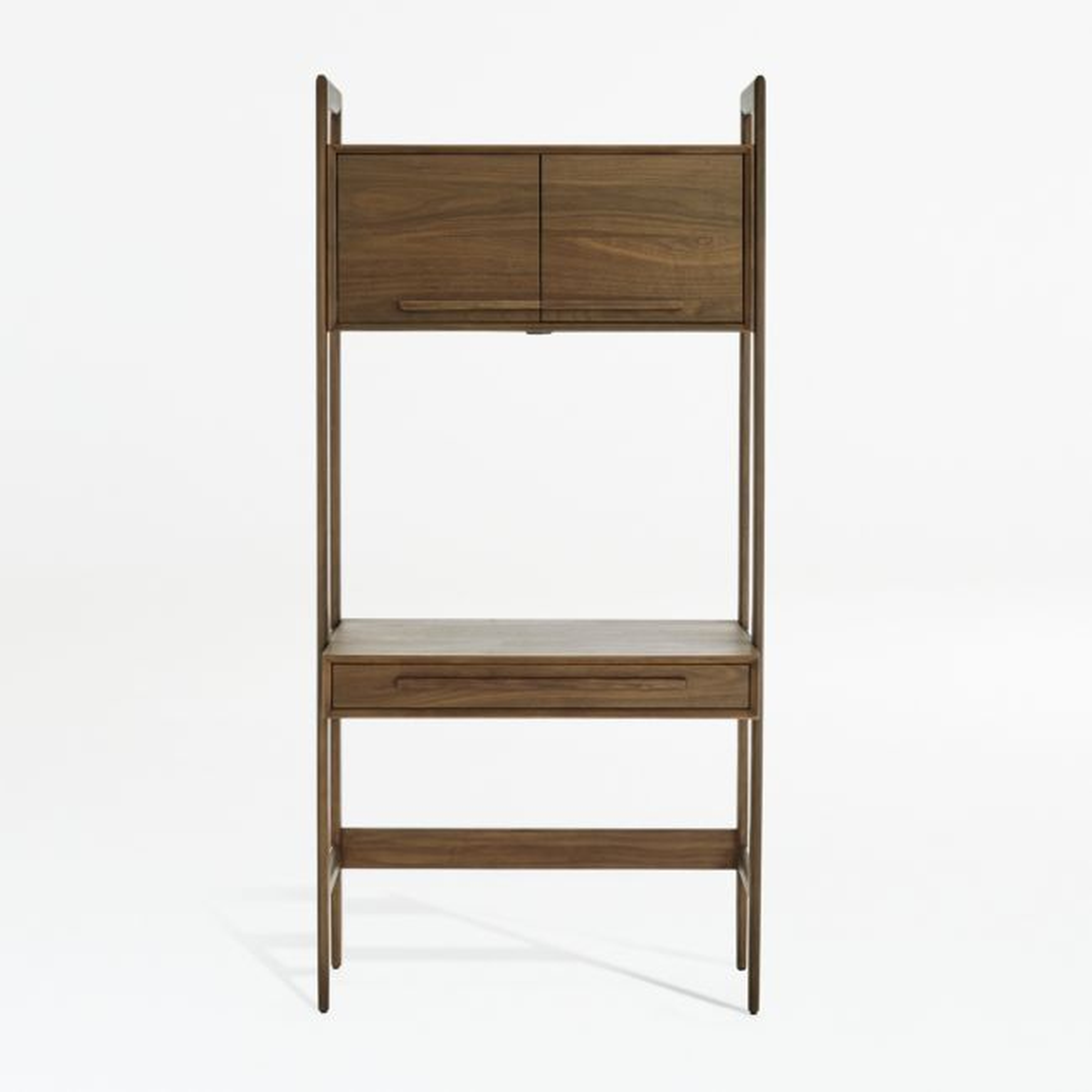 Tate Walnut Bookcase Desk with Outlet - Crate and Barrel