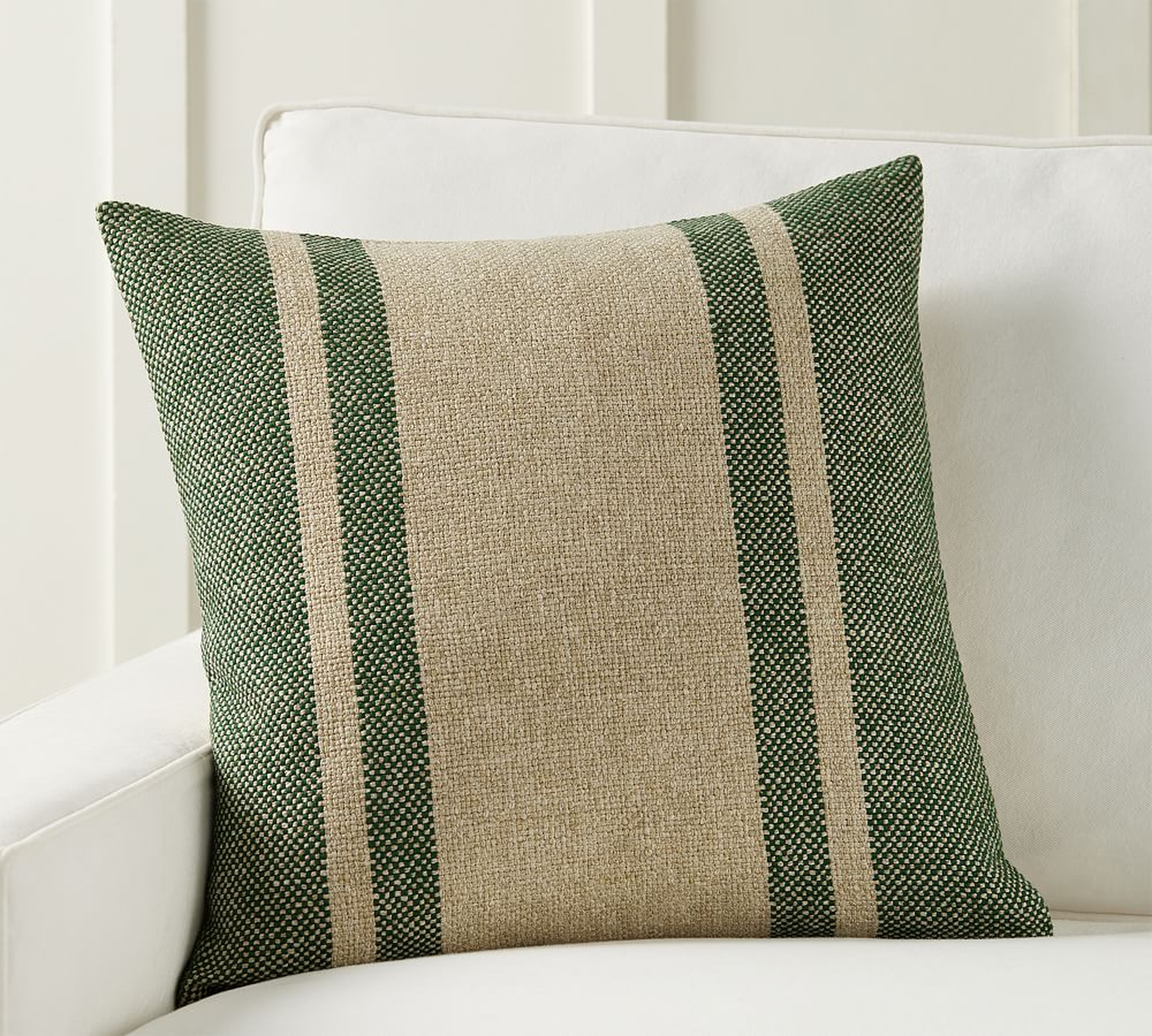Blaine Striped Pillow Cover,22", Green - Pottery Barn