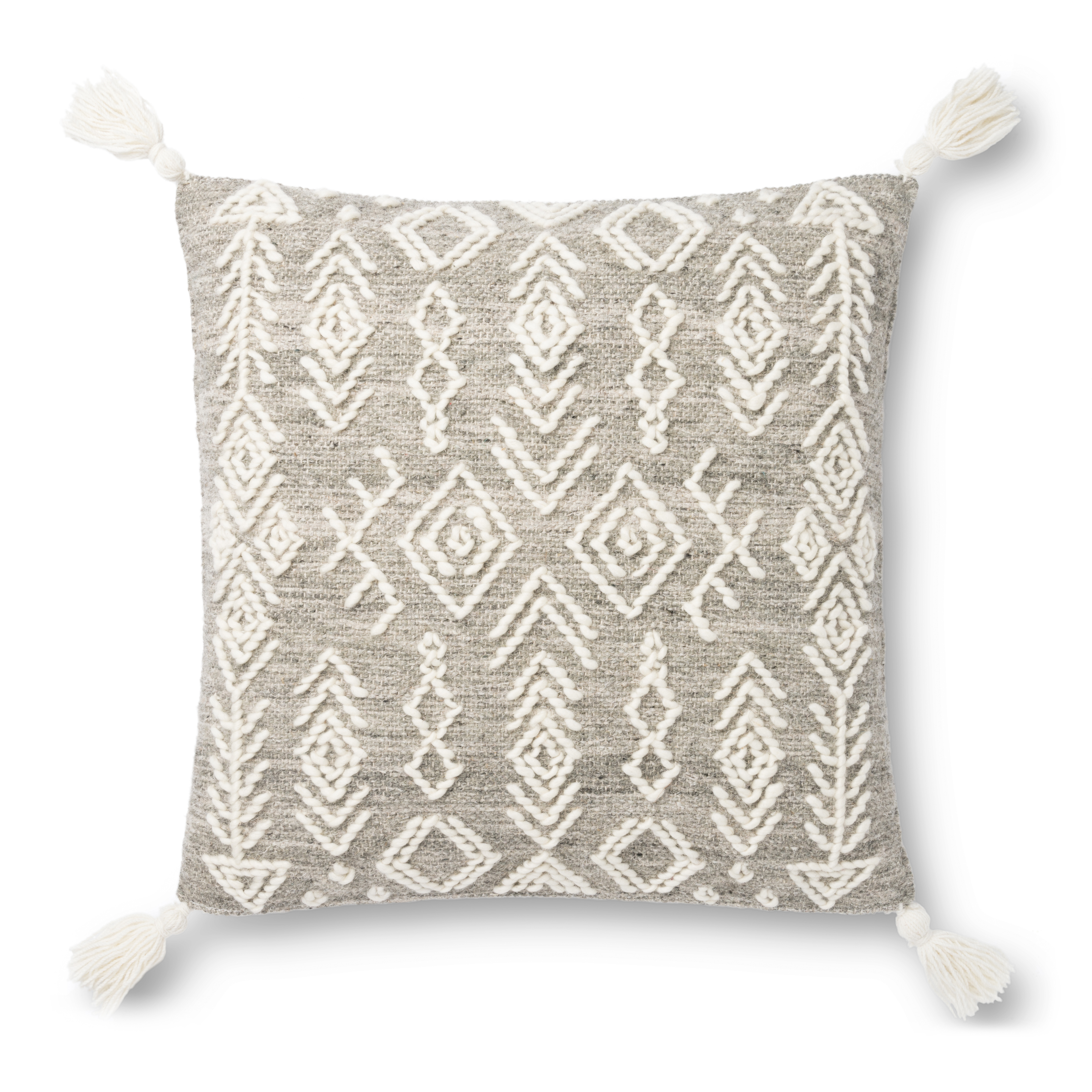 Justina Blakeney x Loloi PILLOWS P0840 Grey / Ivory 22" x 22" Cover Only - Loloi Rugs