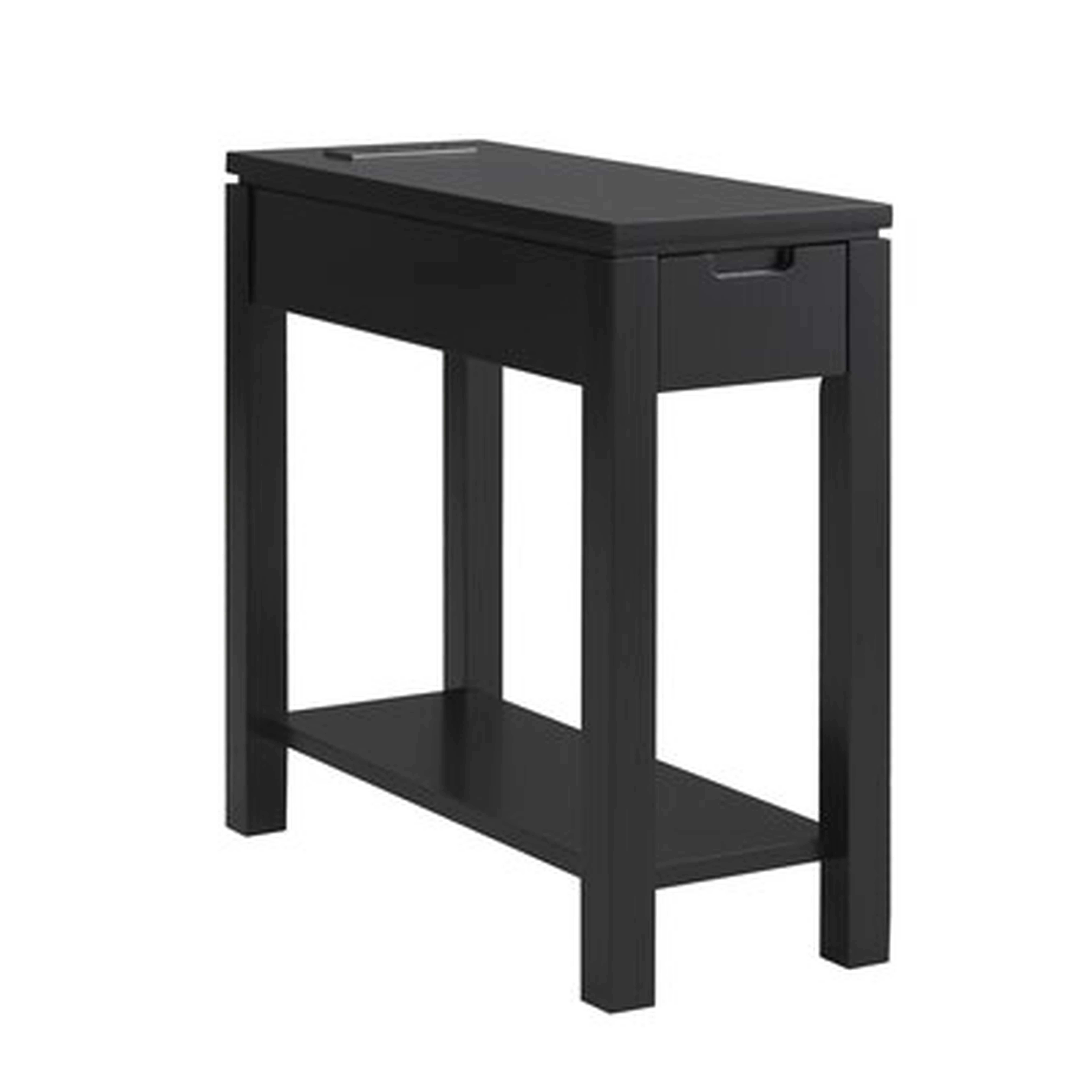 Leick Hom Wood Side Table With Drawer And AC/USB Outlet, Gray - Wayfair
