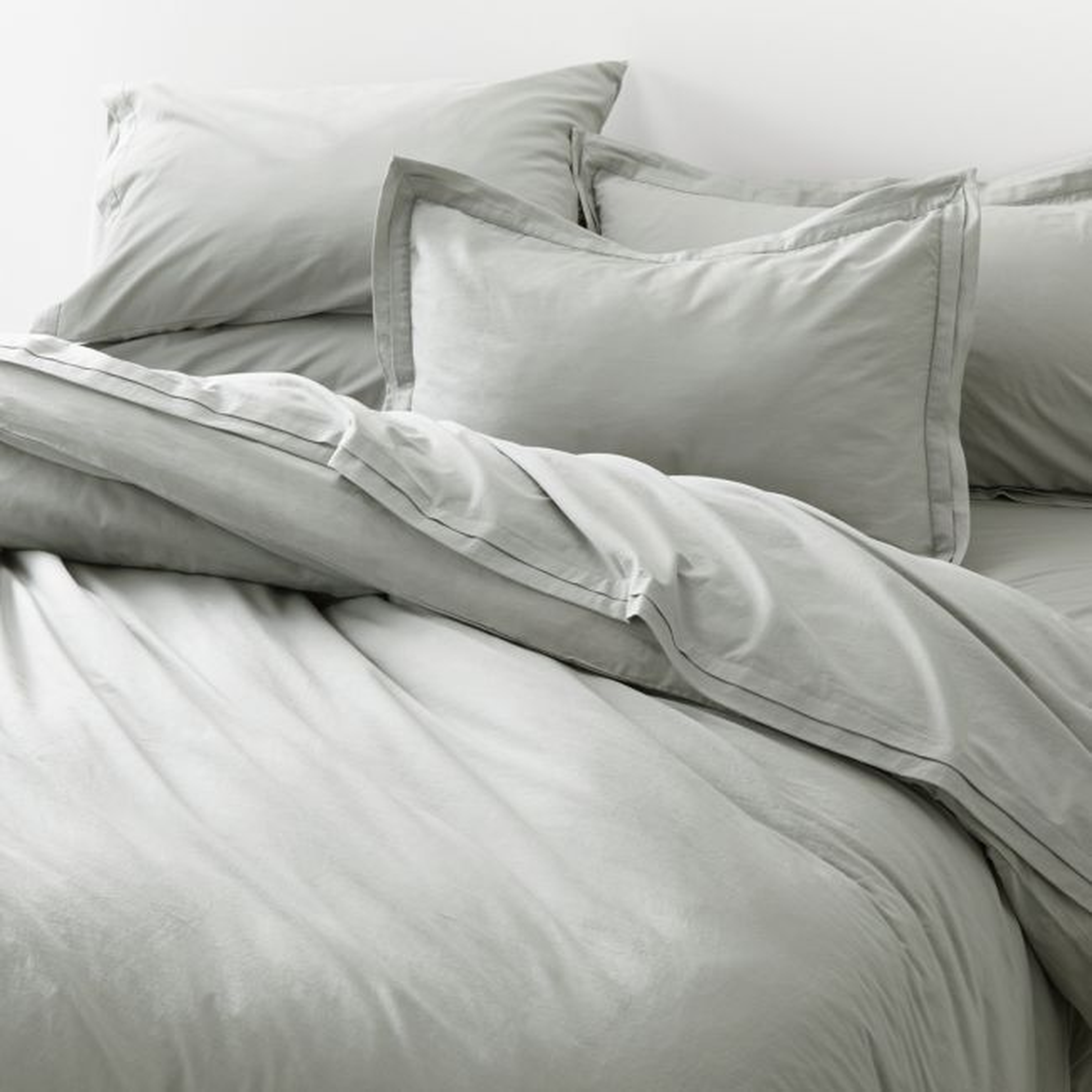 Mellow Sterling Organic Cotton King Duvet Cover - Crate and Barrel