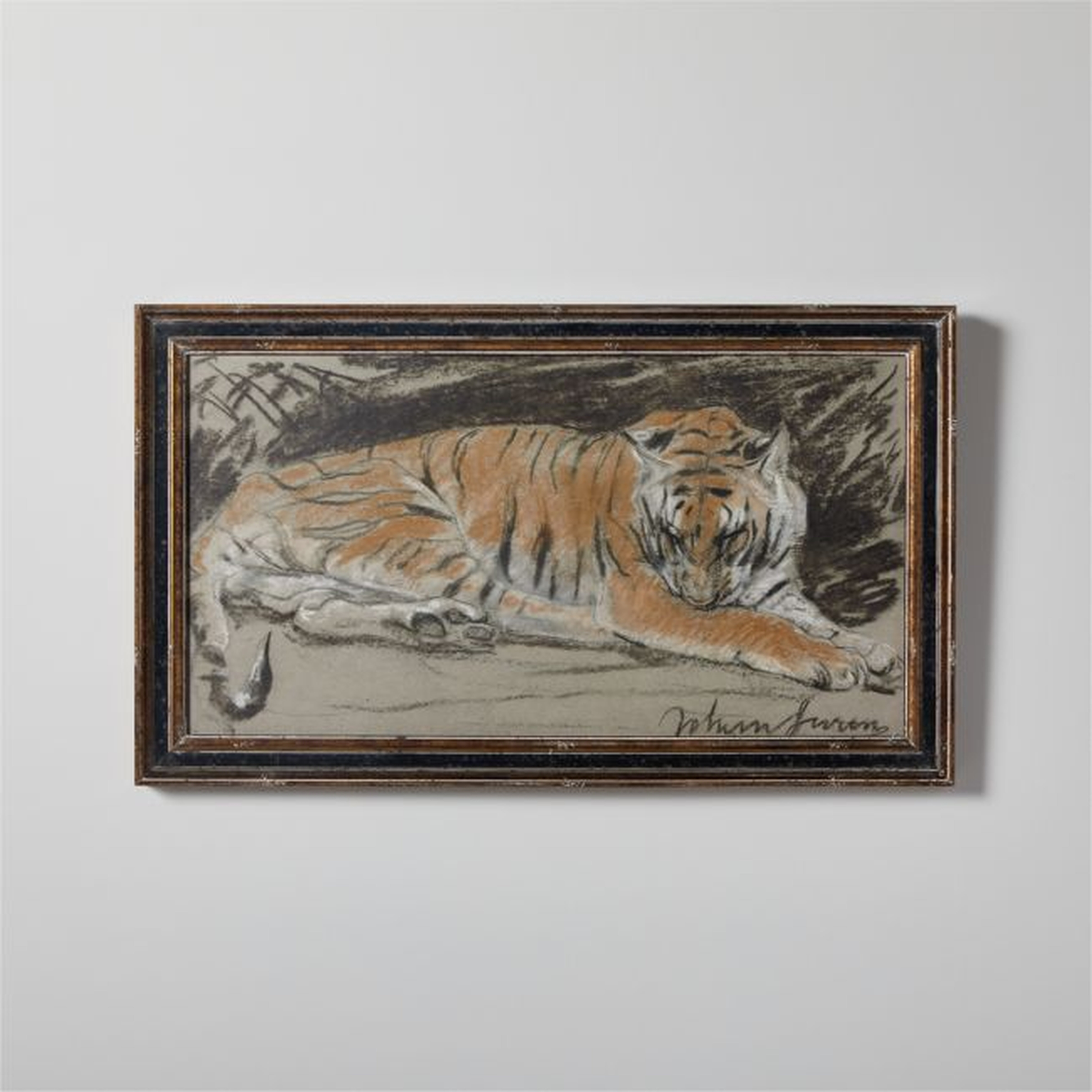 'Tigress' Framed Reproduction by John Macallan Swan 26"X14" - CB2