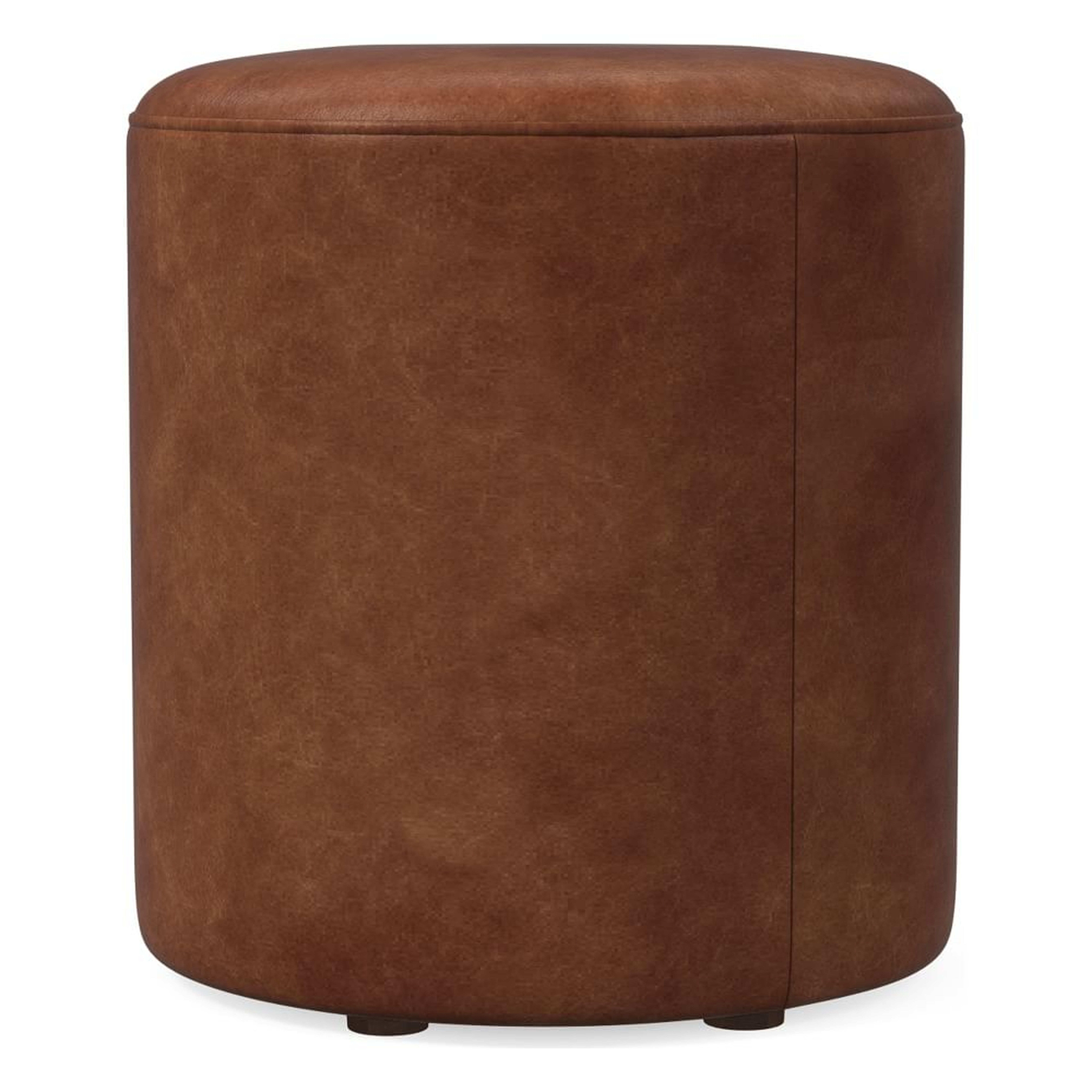 Isla Small Ottoman, Poly, Weston Leather, Molasses, Concealed Supports - West Elm