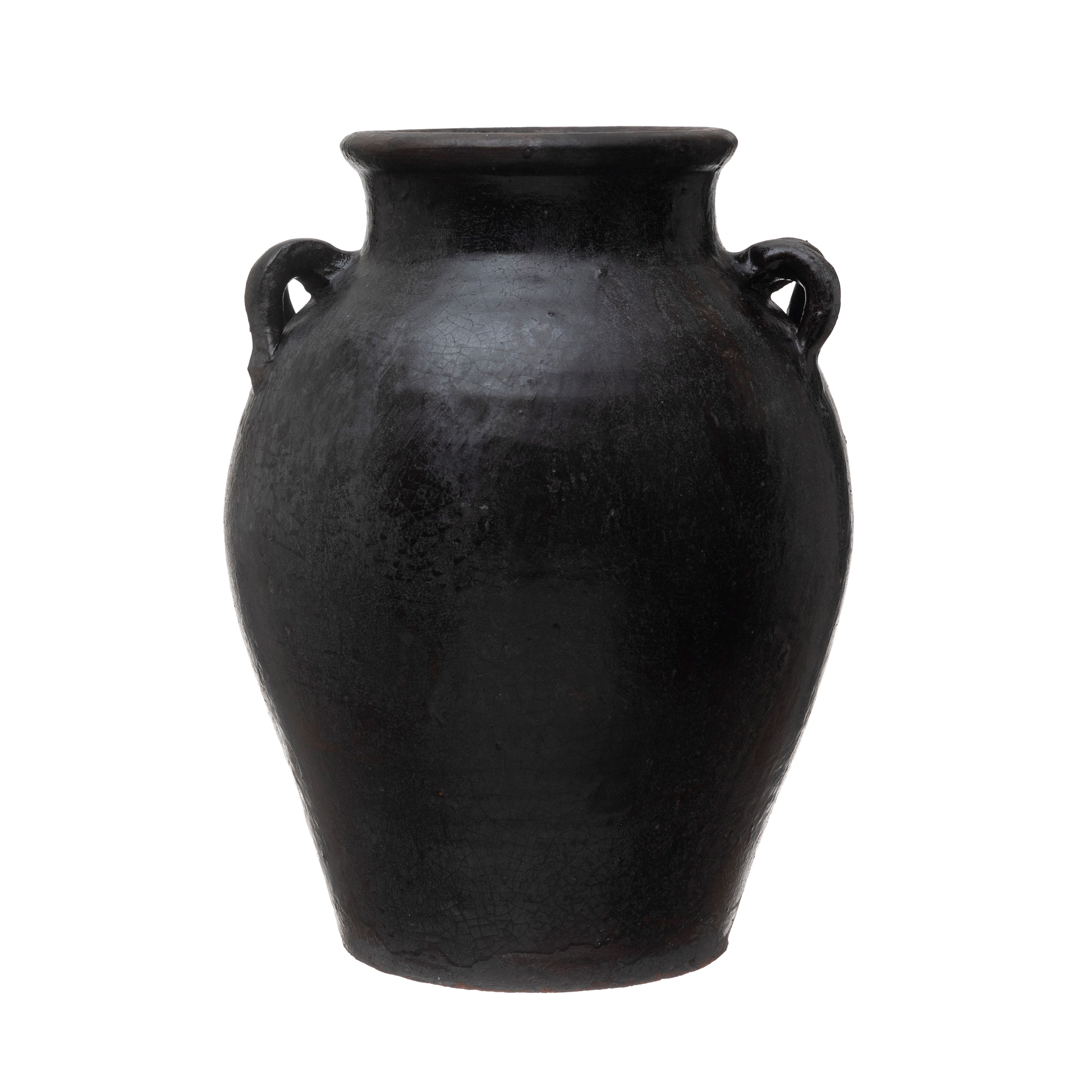 Found Decorative Clay Jar, Black - Creative Co-Op