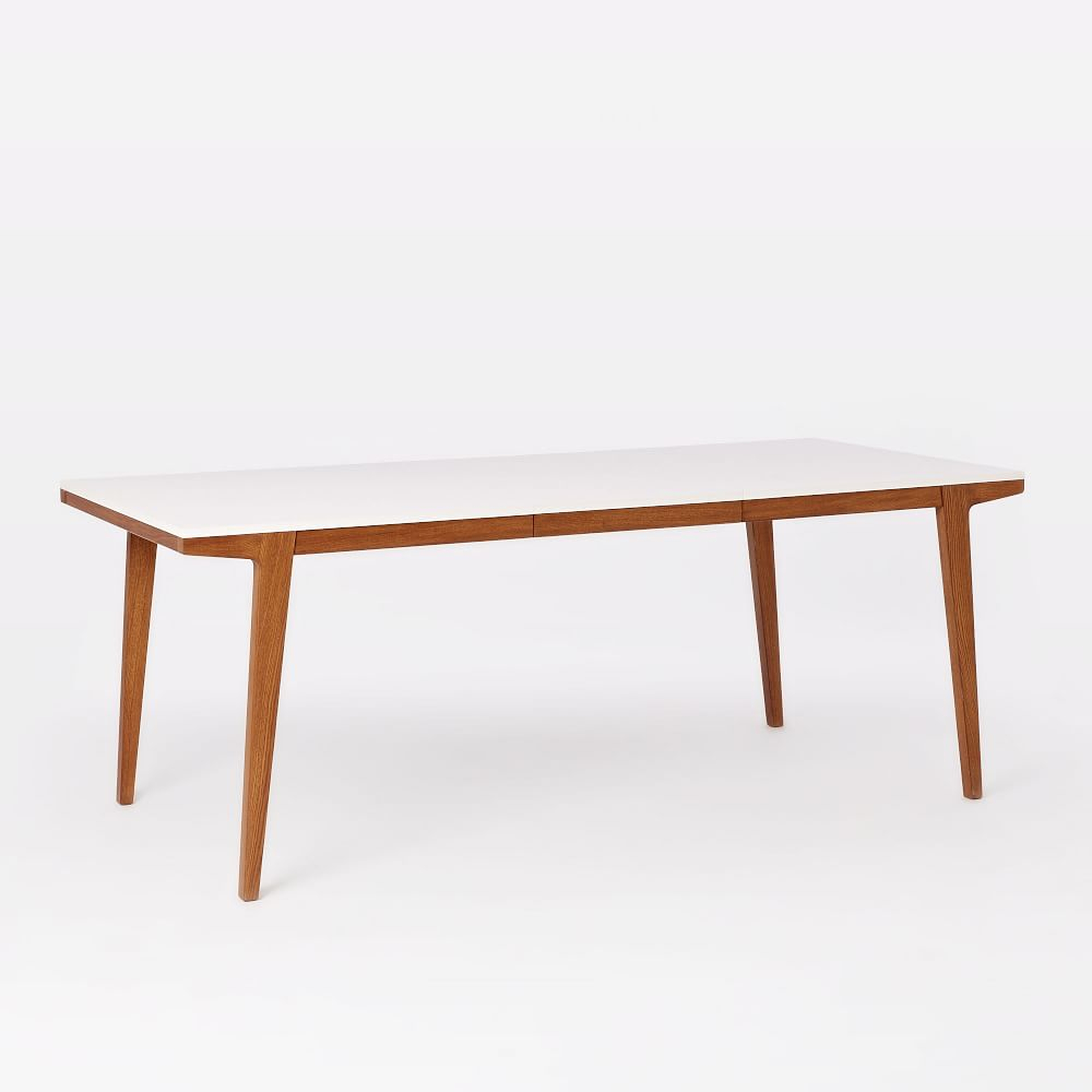 Modern Expandable Dining Table, 60-80", White Lacquer, Pecan - West Elm