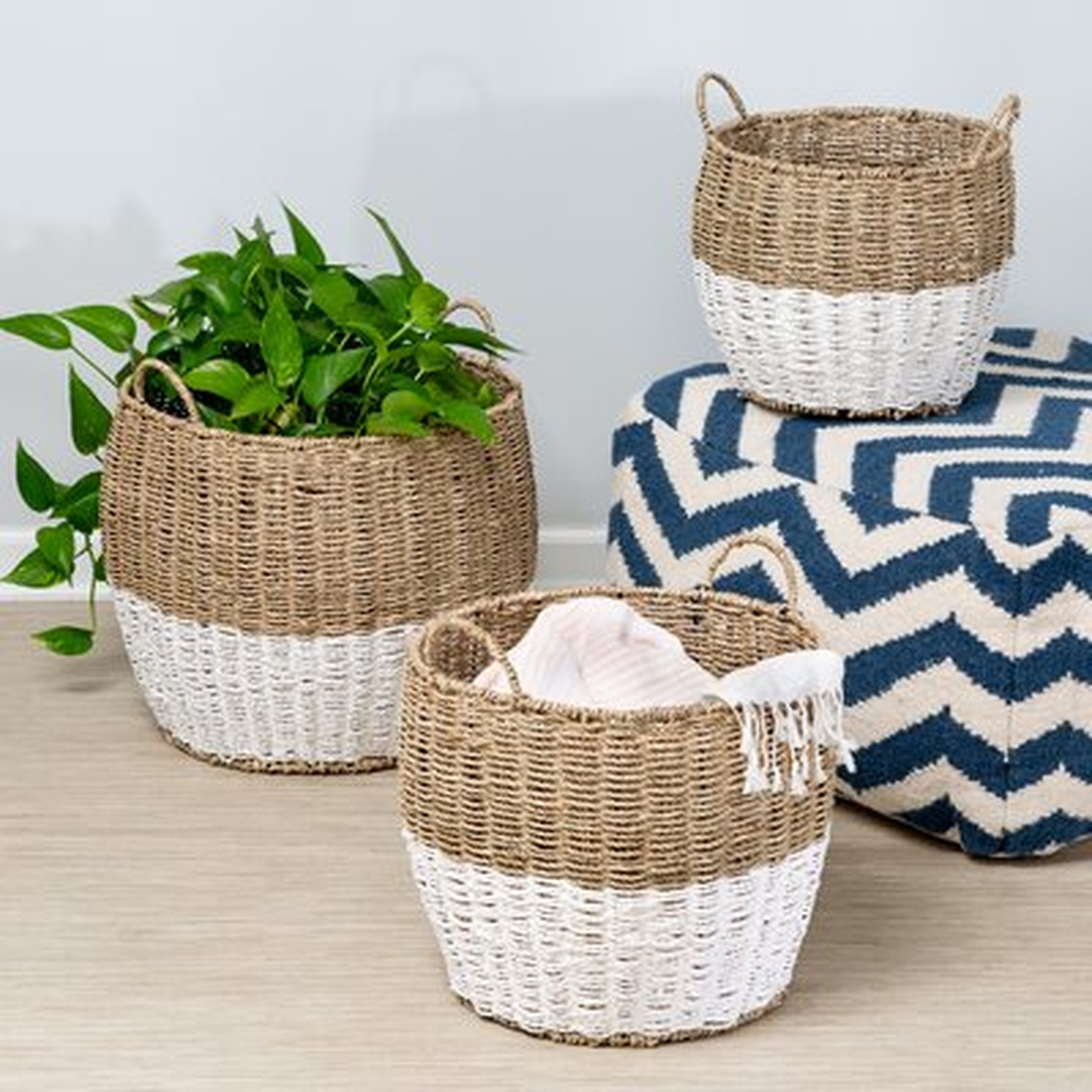 Round Nesting Seagrass 3 Piece Wicker/Rattan Basket Set - Wayfair