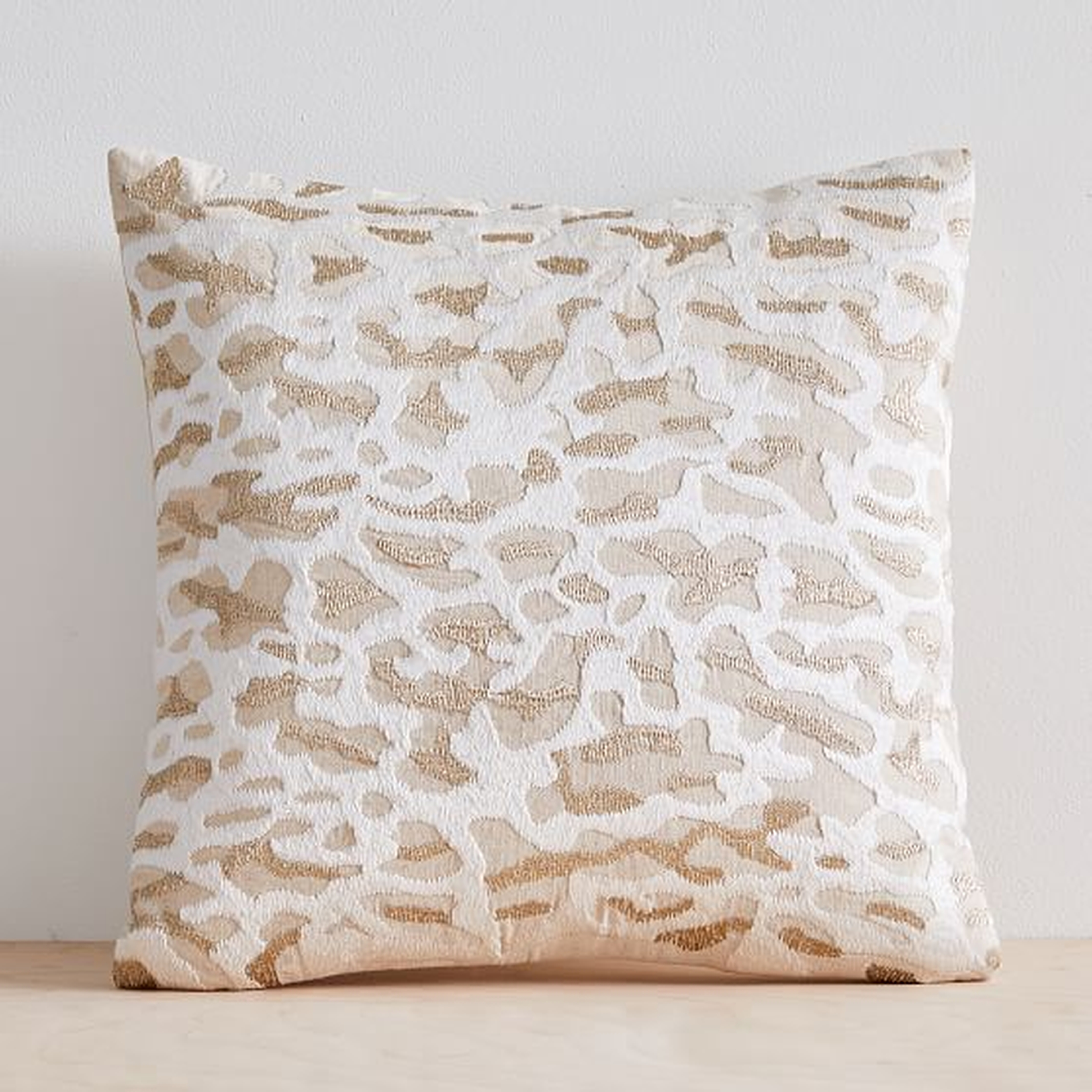 Embroidered Animal Print Pillow Cover, Set of 2, Metallic Gold, 20"x20" - West Elm