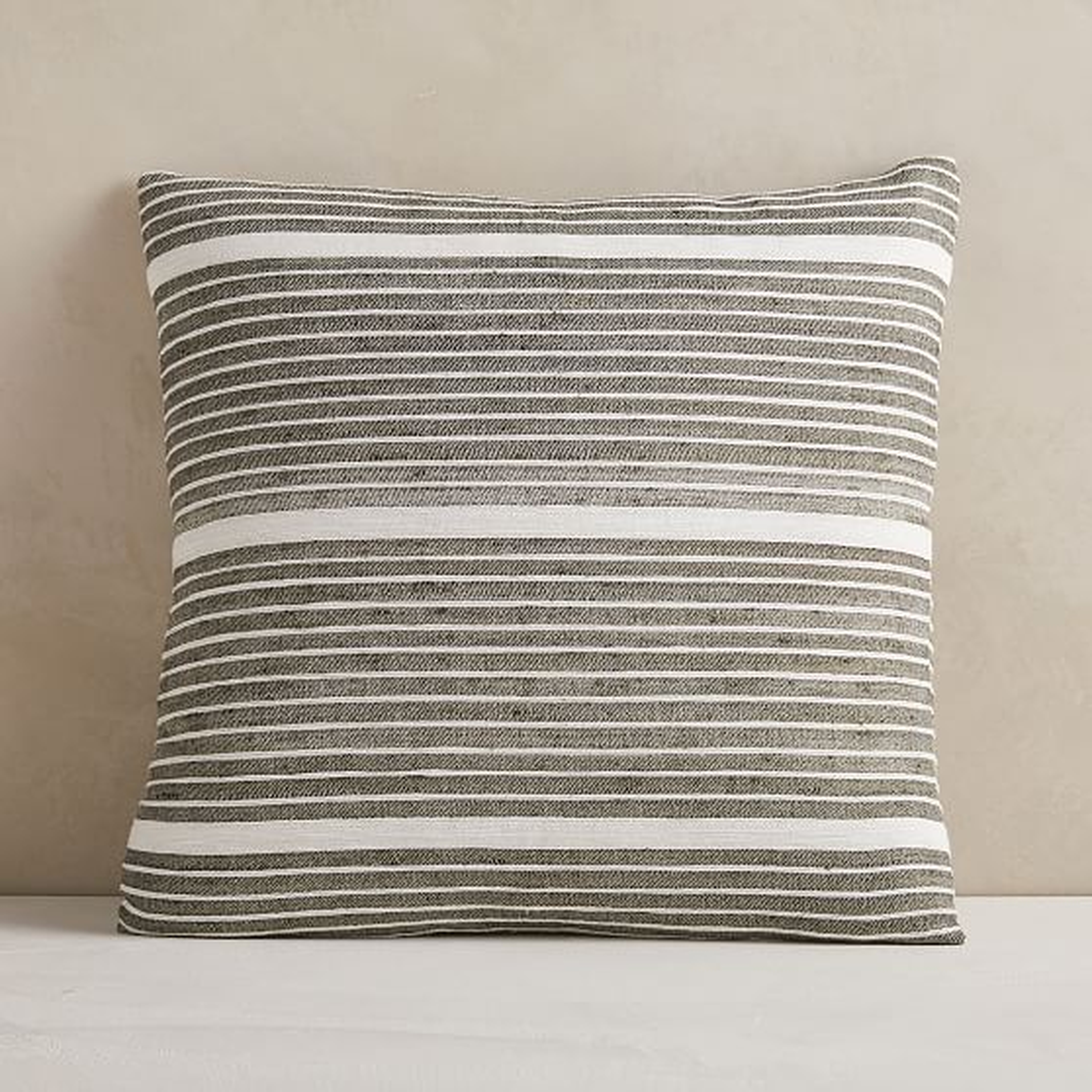 Silk Mini Stripe Pillow Cover, 20"x20", Dark Olive - West Elm