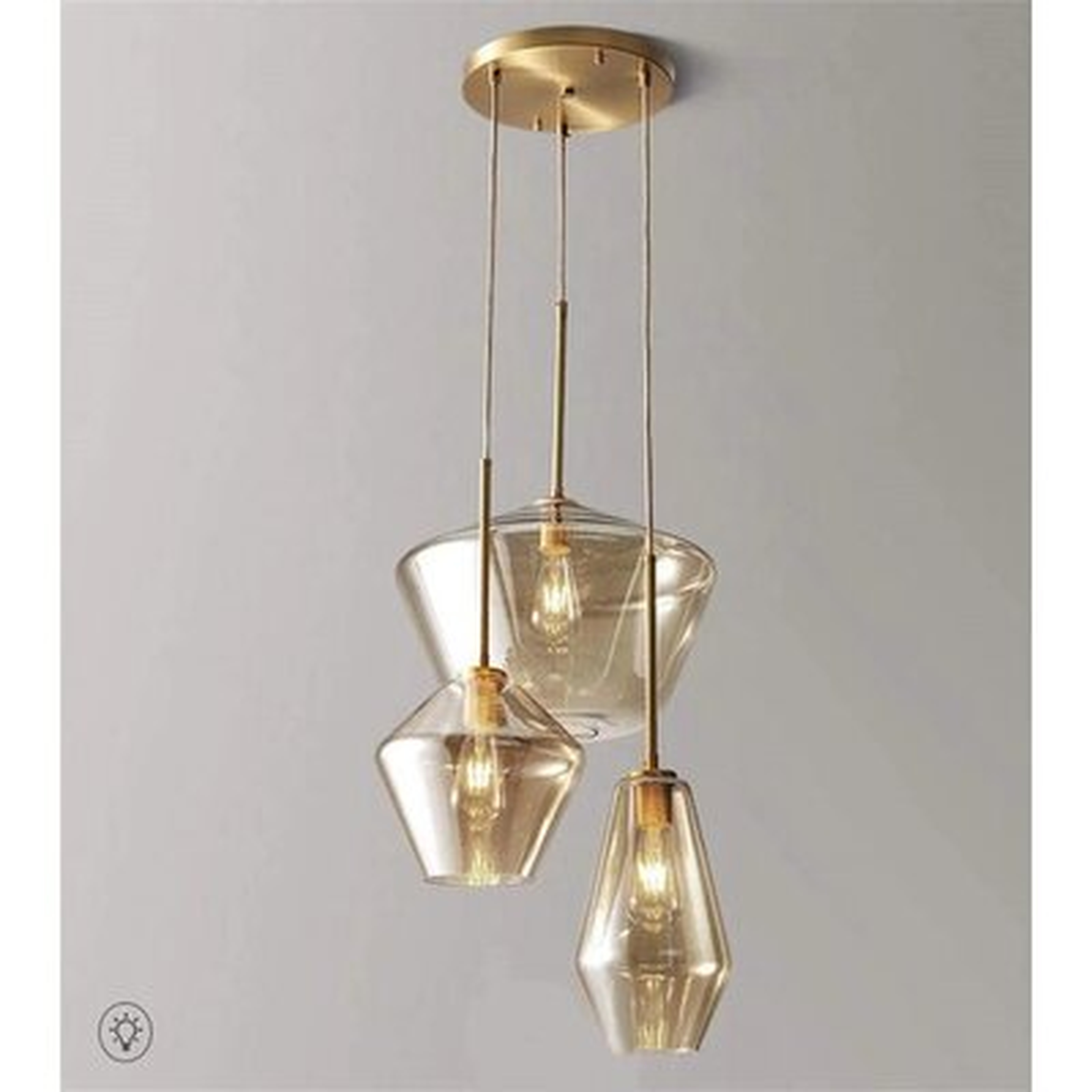 3 Lights Gold Mordern Chandelier Ceiling Light Brandy Glass - Wayfair