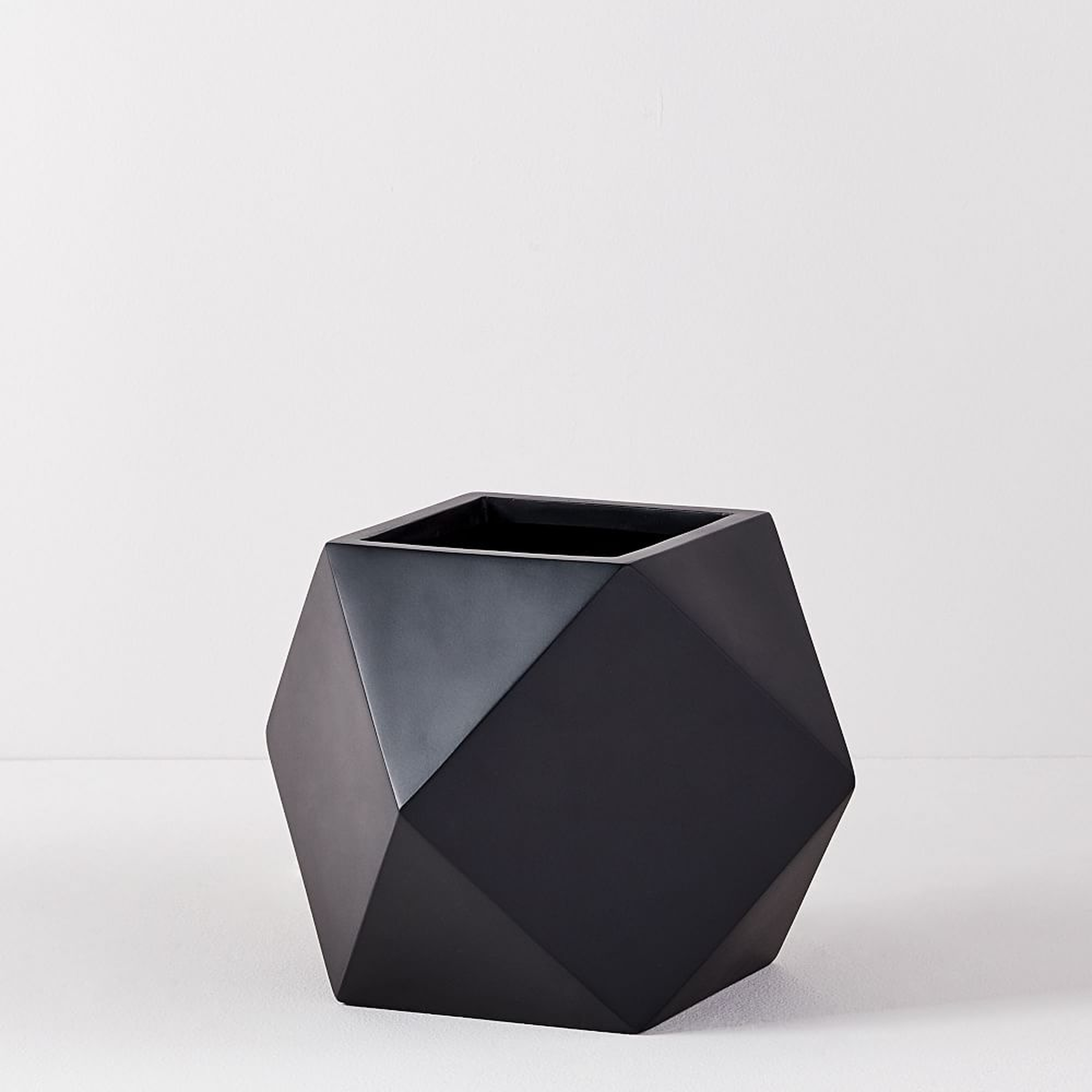 Faceted Modern Planters, Black, Small - West Elm