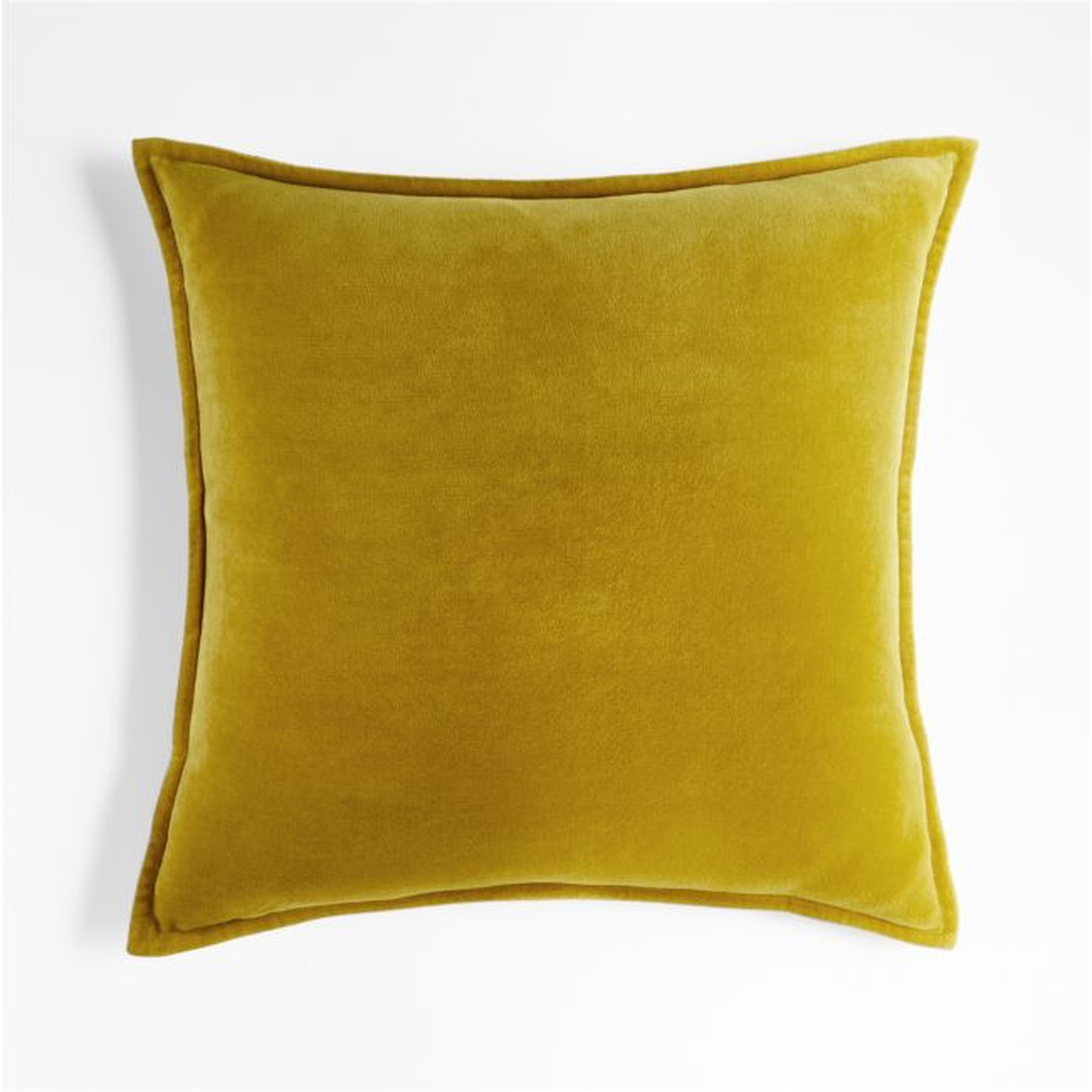 Ochre 20" Washed Cotton Velvet Pillow Cover with Feather-Down Insert - Crate and Barrel