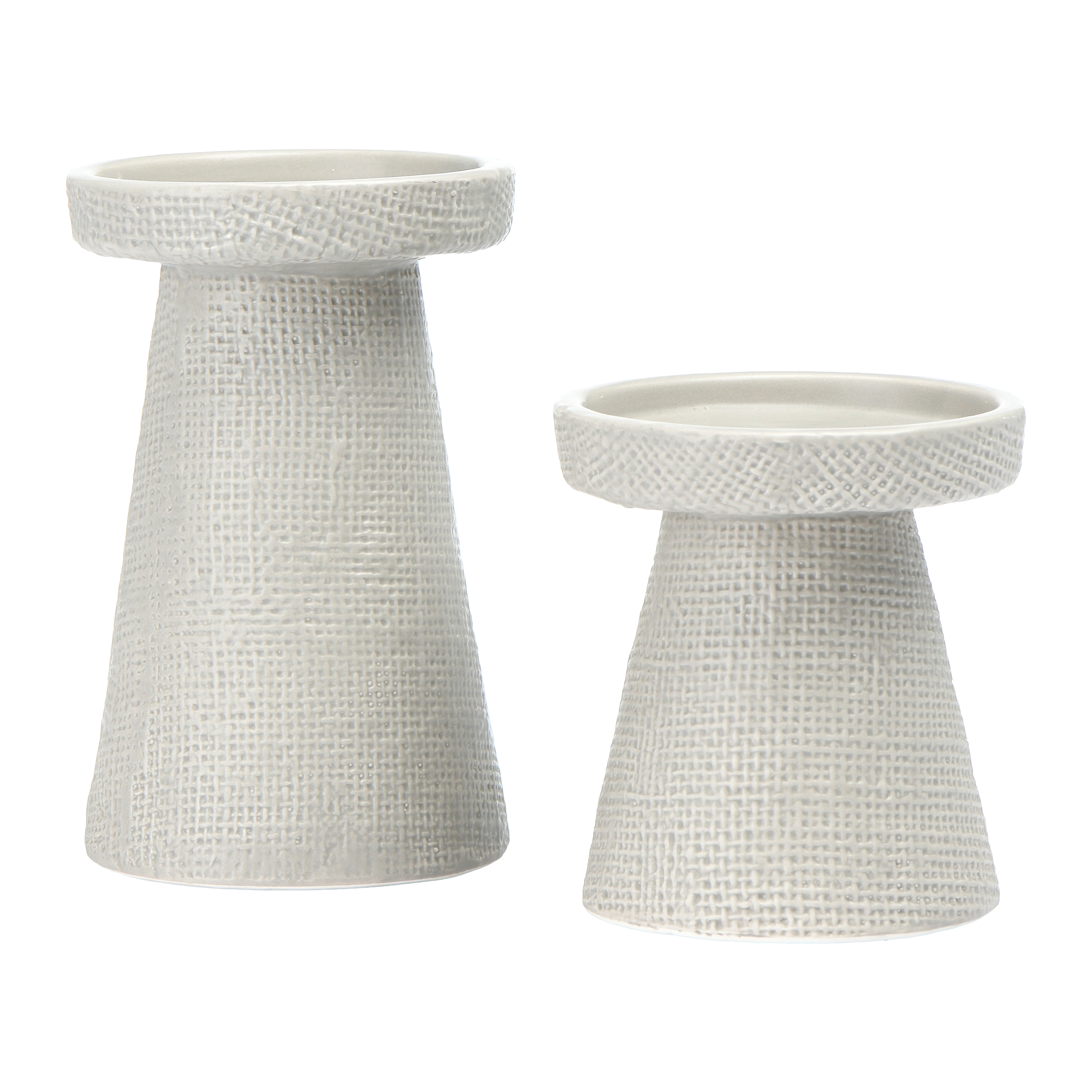 Stoneware Pillar & Taper Candle Holders, Set of 2 - Creative Co-Op