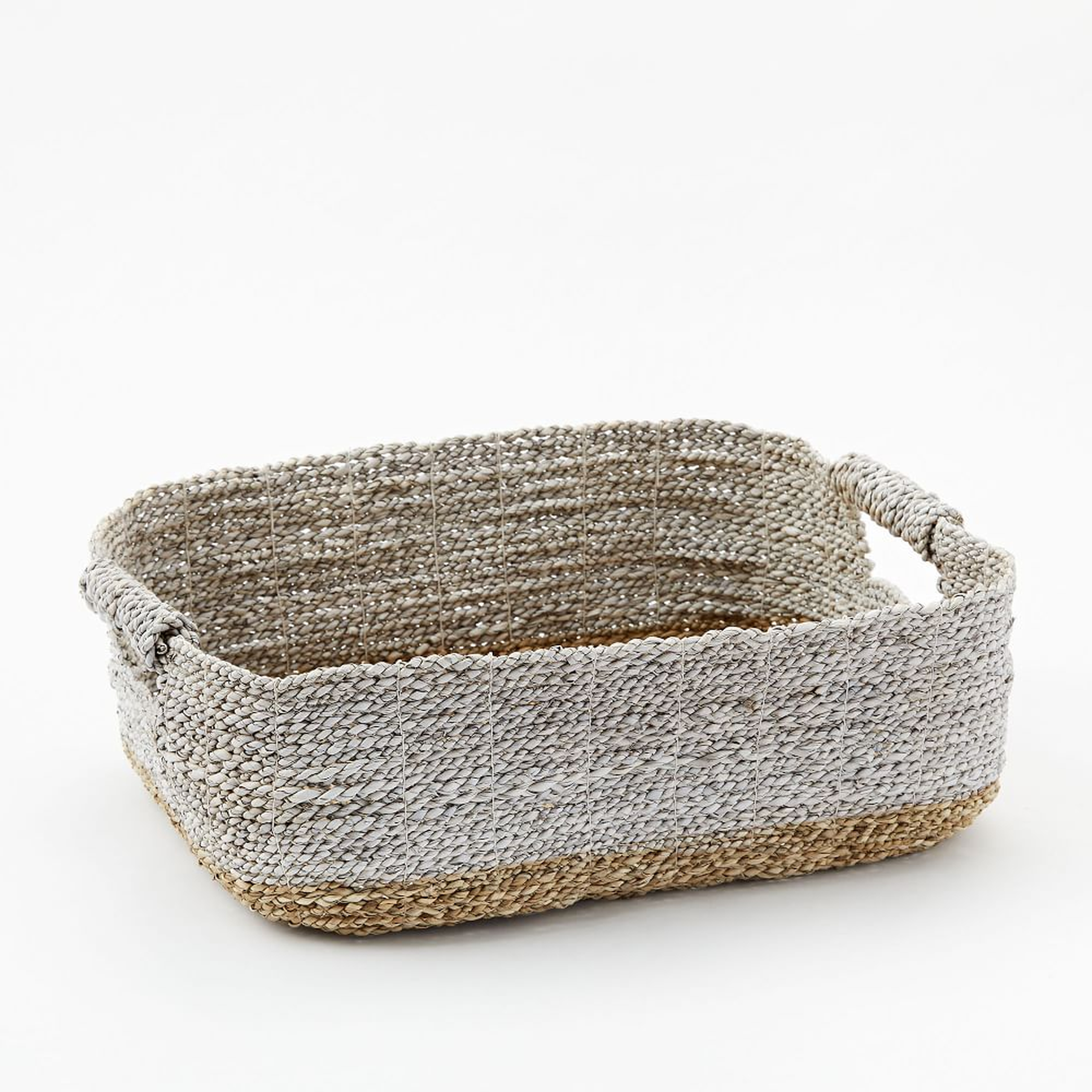 Two-Tone Woven Baskets, Natural/White, Underbed Basket, 19.25"W x 14.25"D x 6"H - West Elm