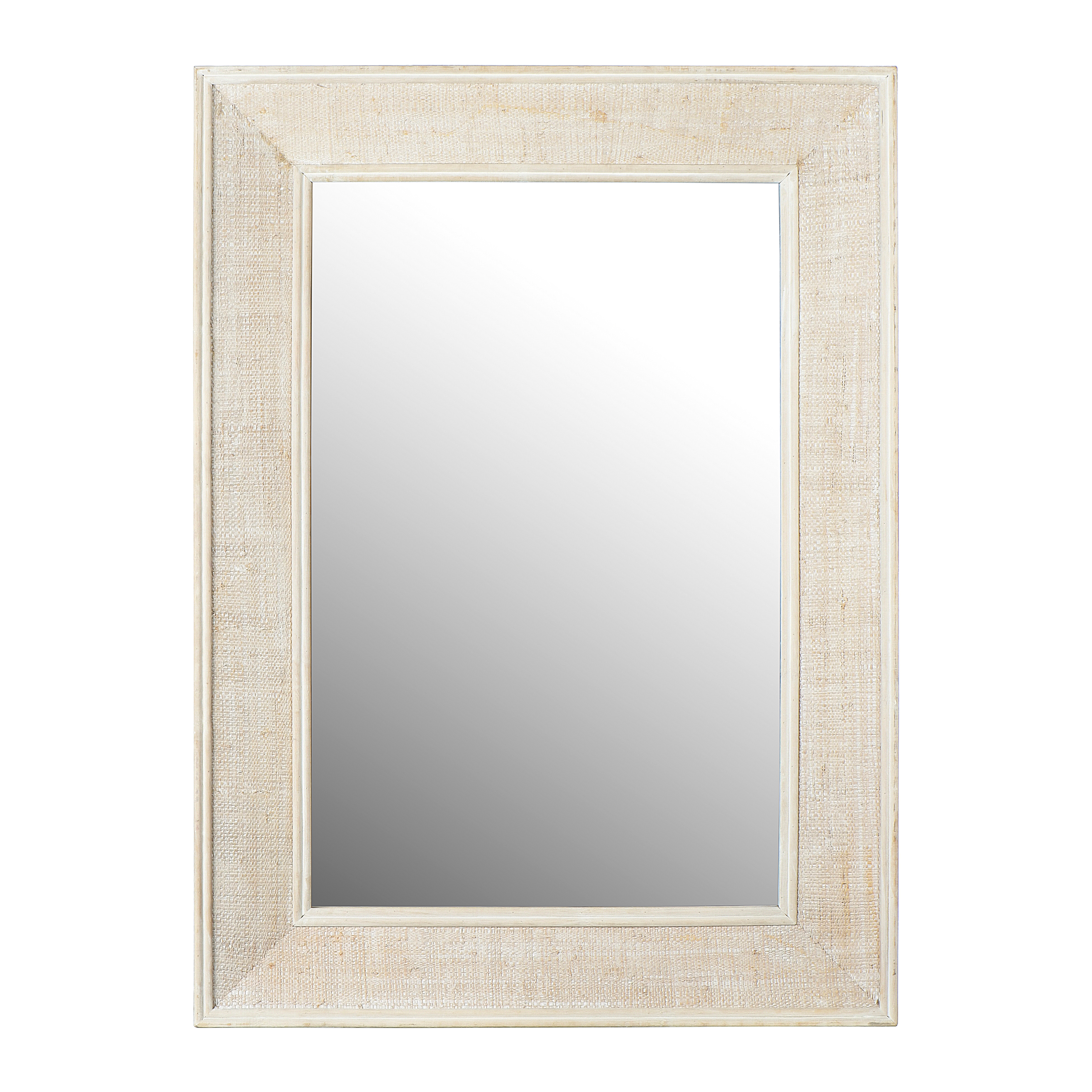 Rectangle Wall Mirror with Rattan Detail, White Wash NO LONGER AVAIL - Nomad Home