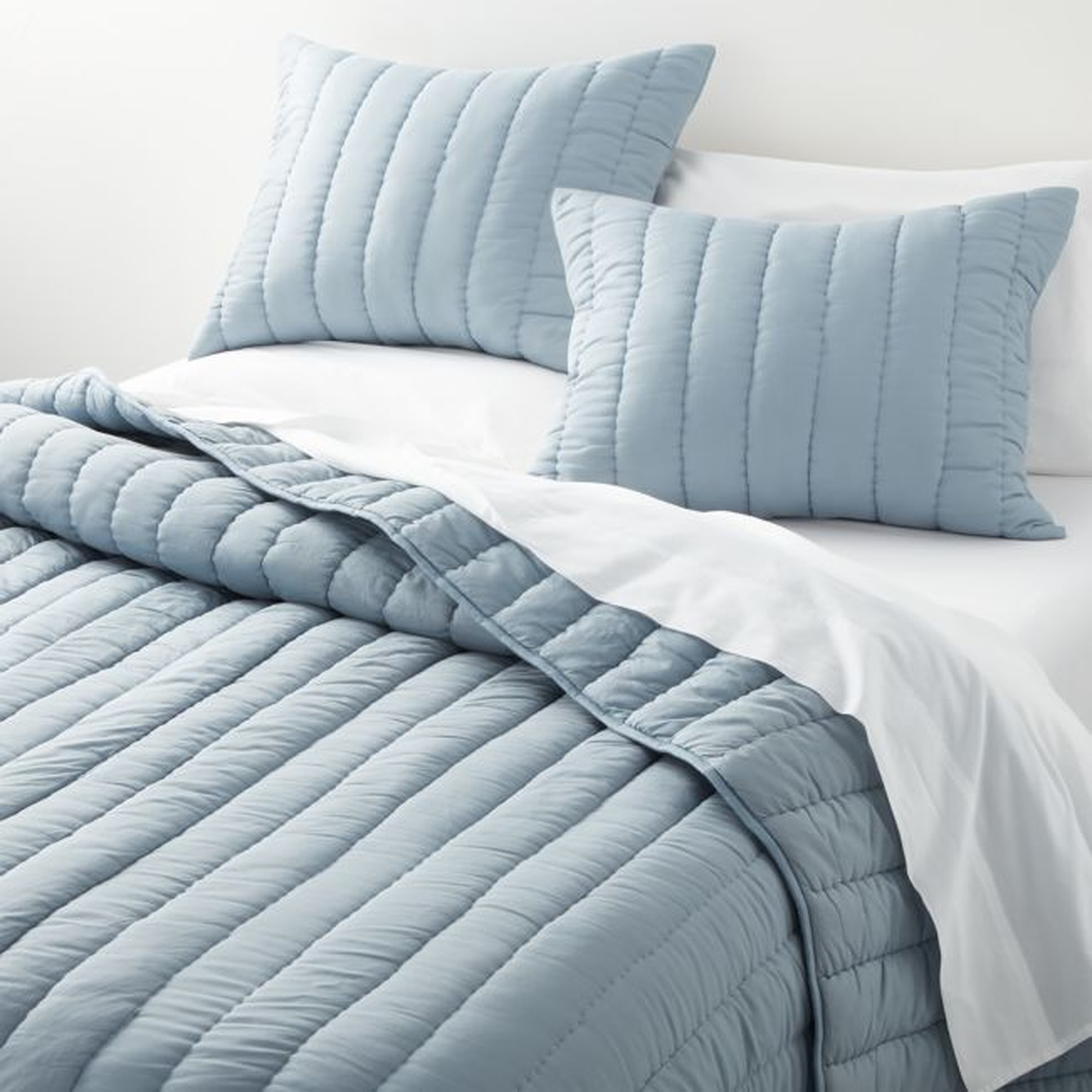 Olney Blue King Quilt - Crate and Barrel