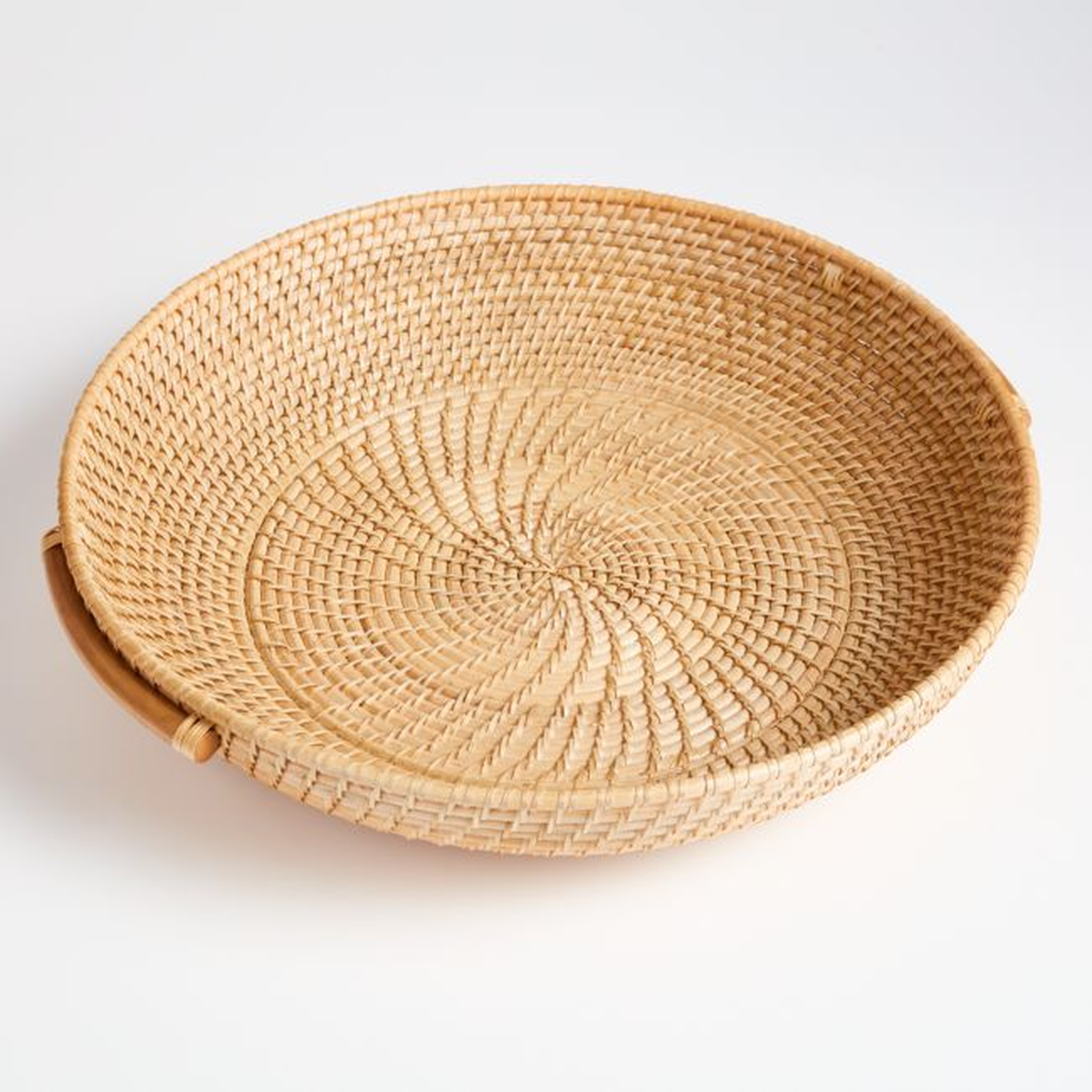 Artesia Natural Round Rattan Tray with Handles - Crate and Barrel