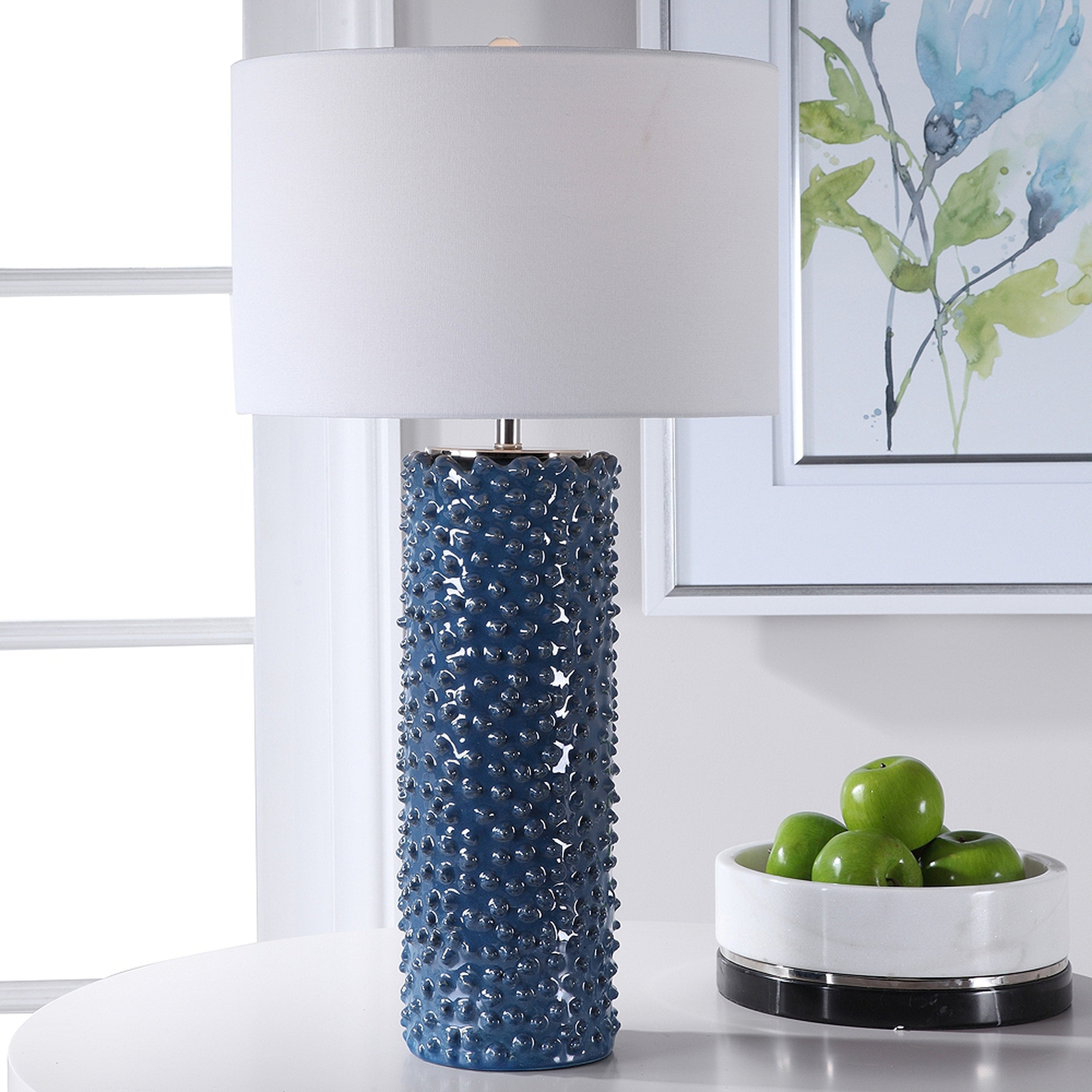 Uttermost Ciji Deep Indigo Column Ceramic Table Lamp - Style # 78T98 - Lamps Plus