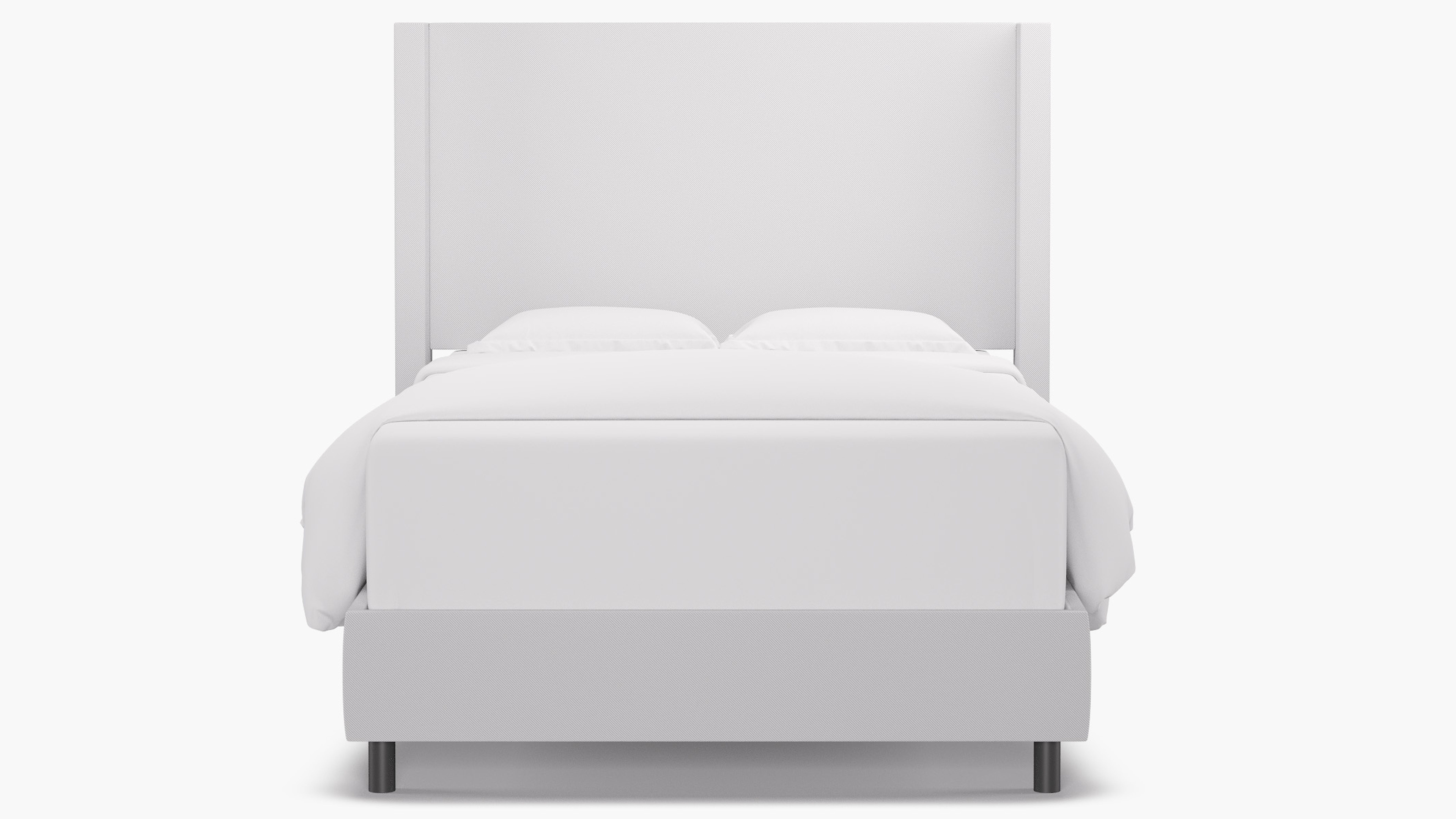 Modern Wingback Bed, White Twill, Full - The Inside