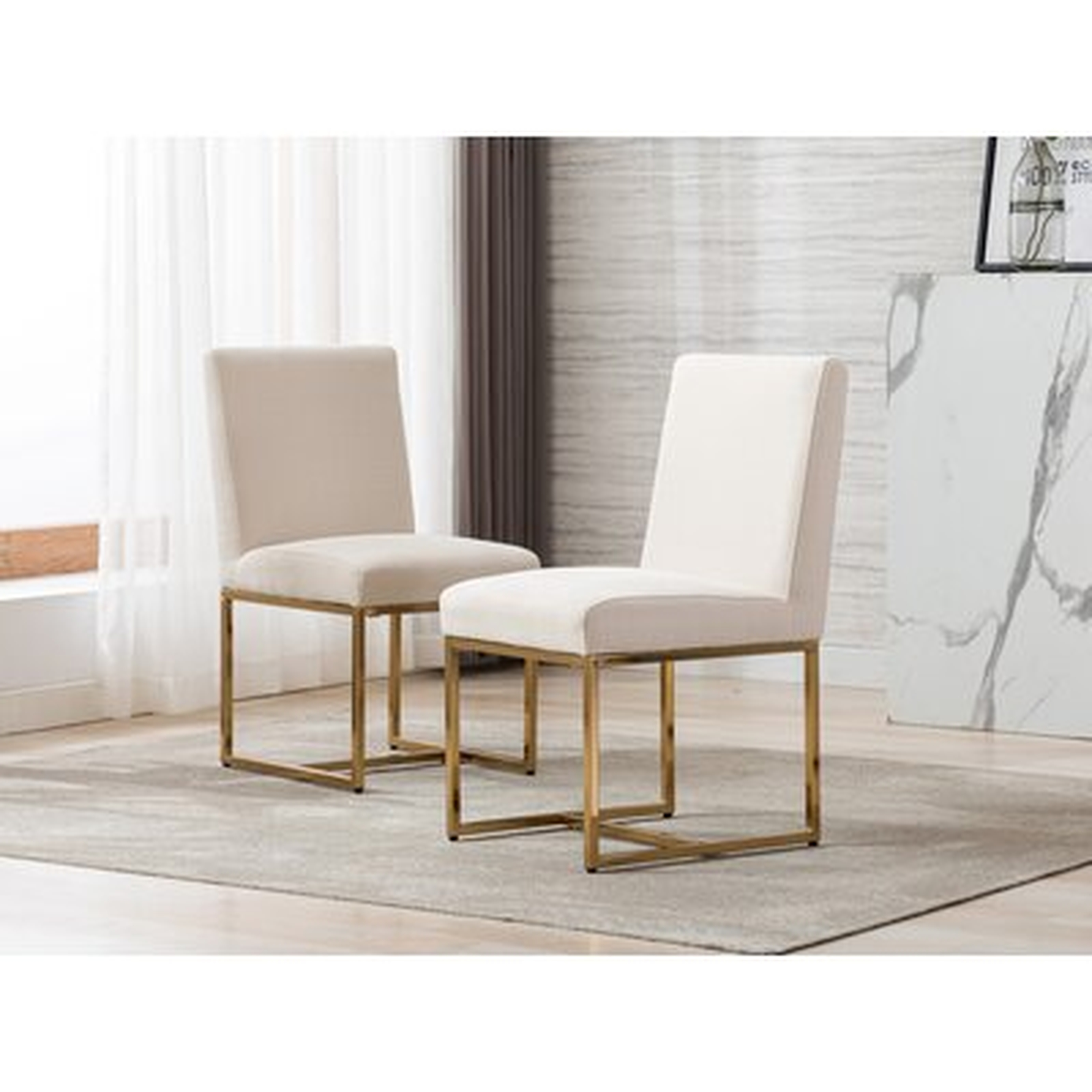 Comfortable Modern Kitchen Chair, Linen Fabric Kitchen & Dining Room Chair, Upholstered Dining Chair Side Chair With Black Finish Metal Frame, 2 Pack - Wayfair