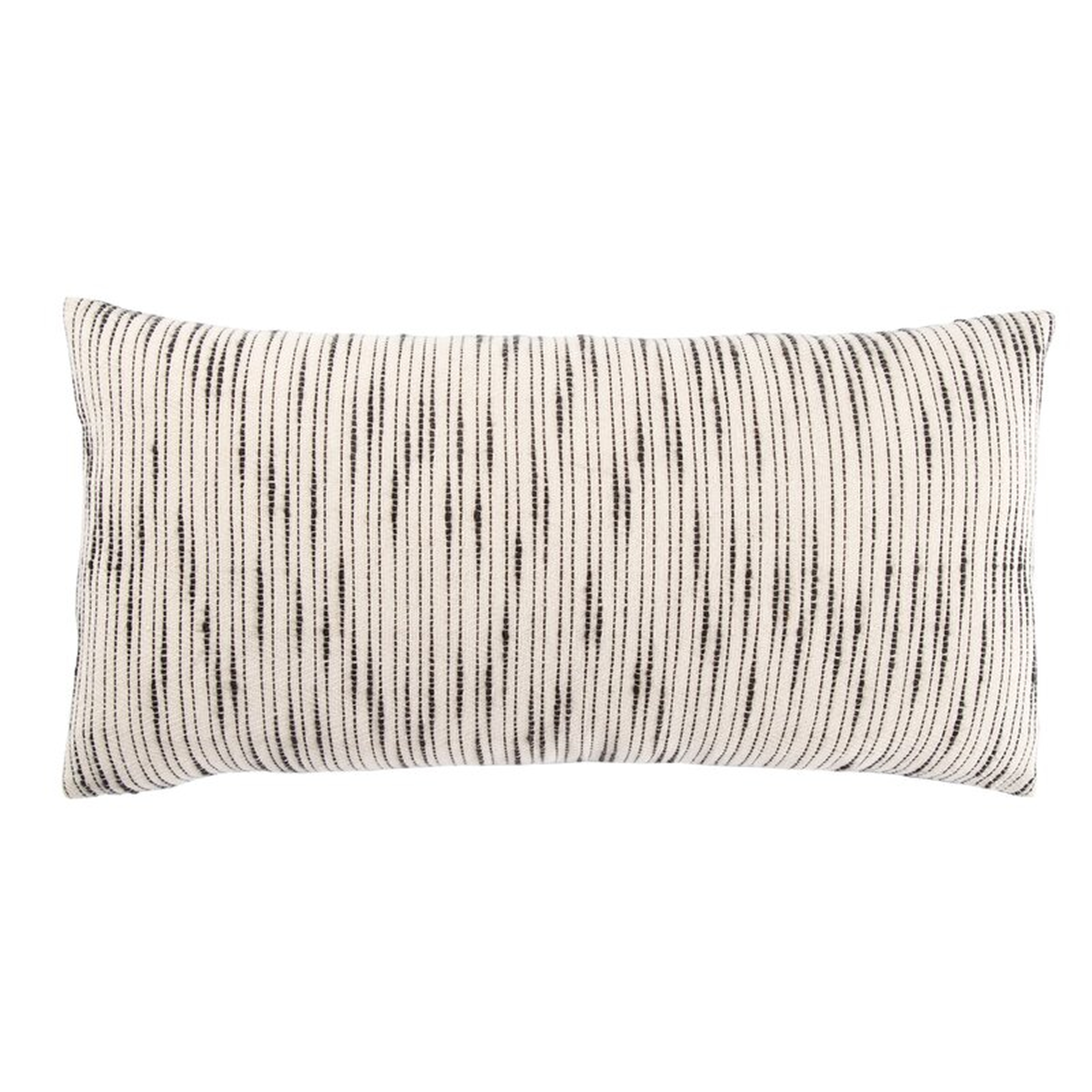 Saxon Stripe White/ Gray Throw Pillow 12X24 inch Size: 12" x 24", Fill Material: Down - Perigold