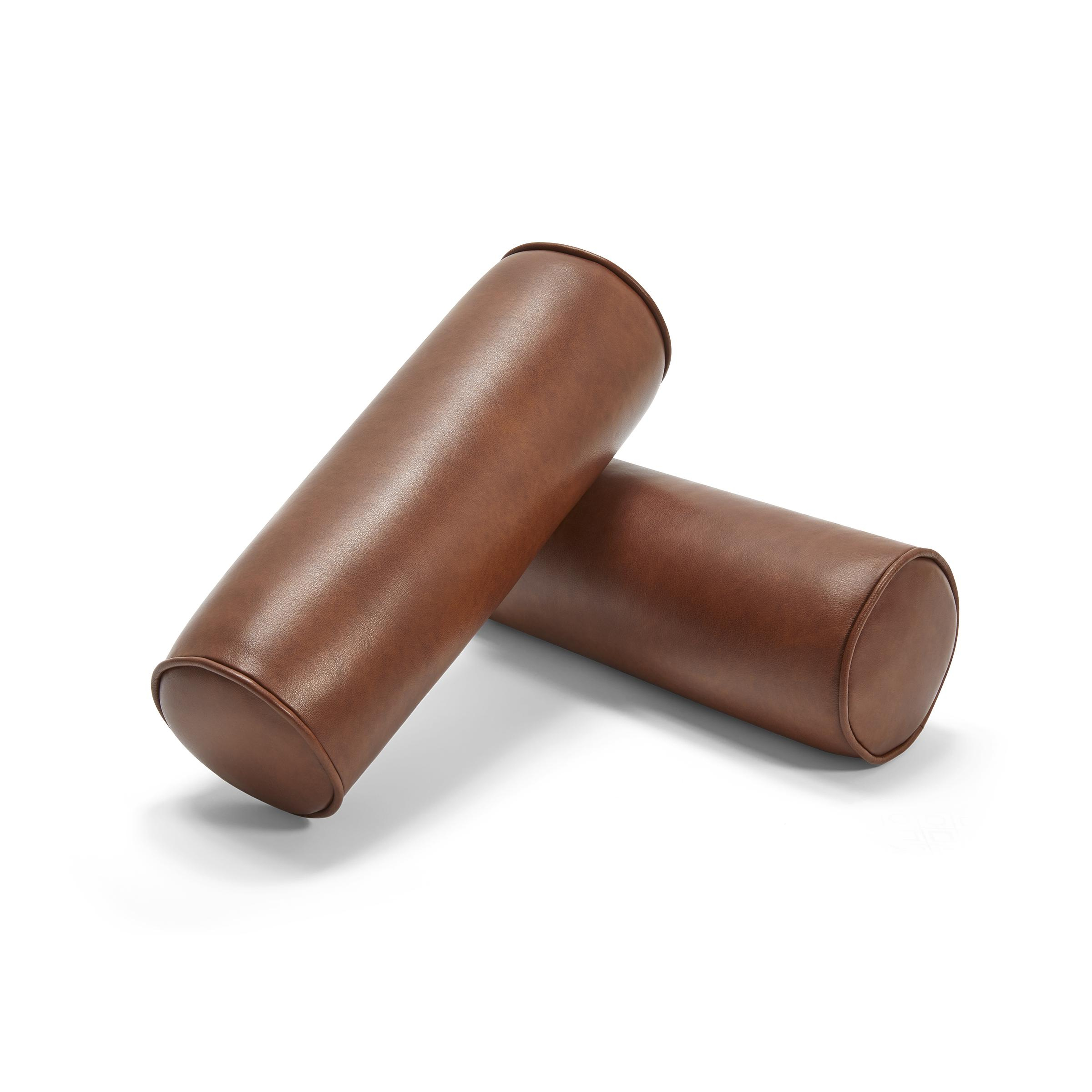 Nomad Leather Bolster Pillow (Set of Two) in Chestnut - Burrow