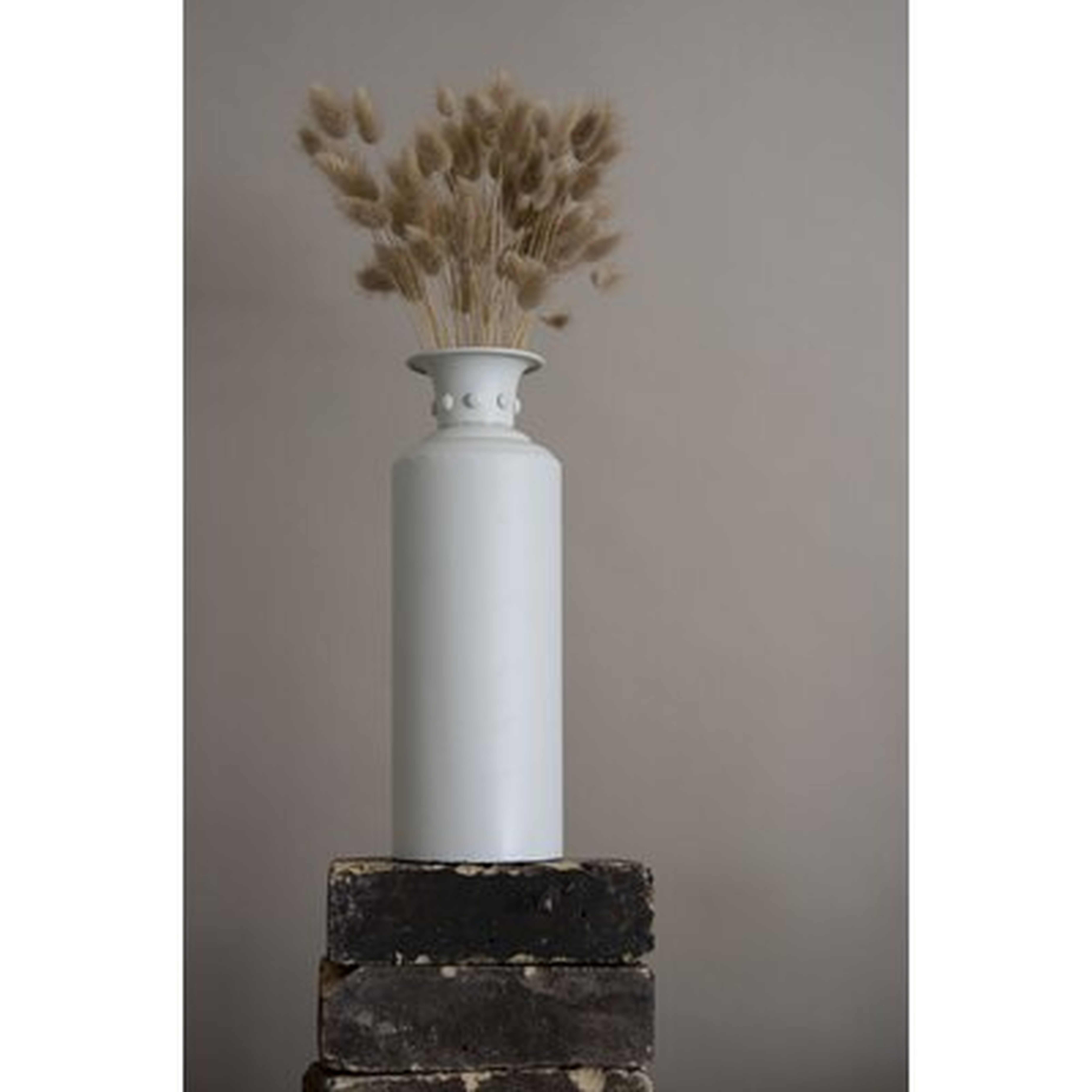 Winston Porter Matte White Metal Vase With Nail Head Accents - Wayfair