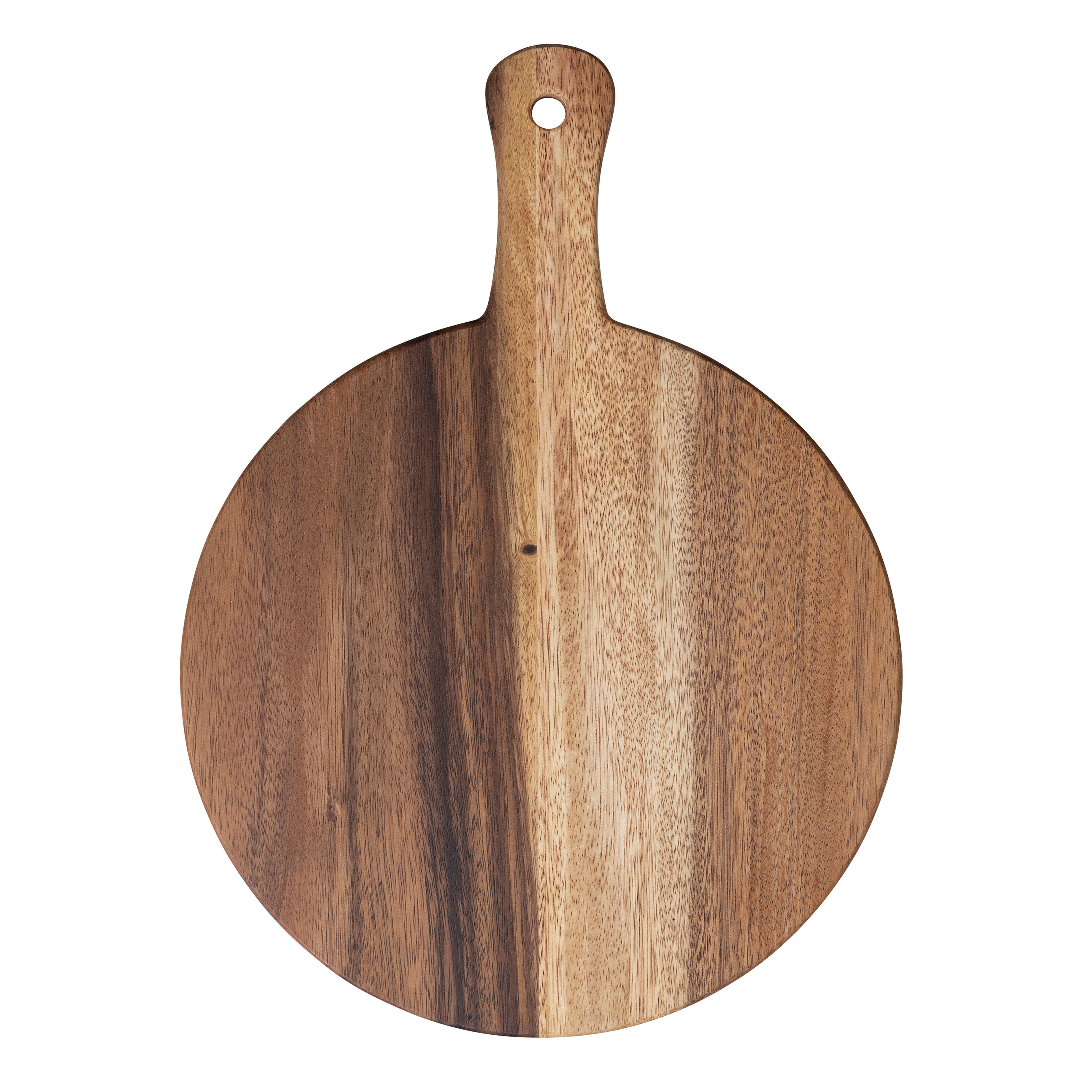 Round Small Suar Wood Cutting Board with Handle, Natural - Creative Co-Op